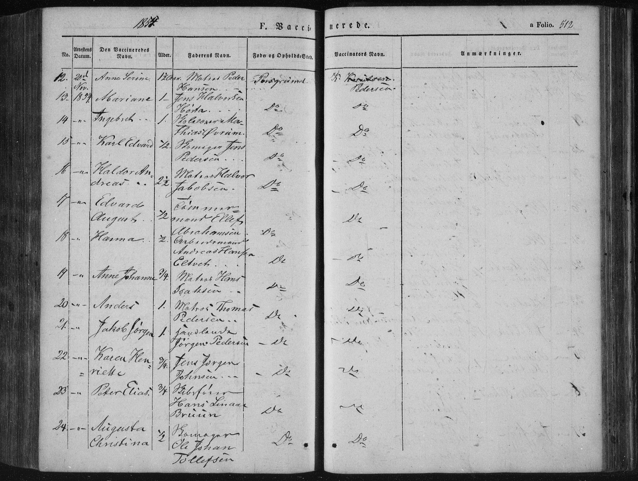 Porsgrunn kirkebøker , SAKO/A-104/F/Fa/L0006: Parish register (official) no. 6, 1841-1857, p. 512