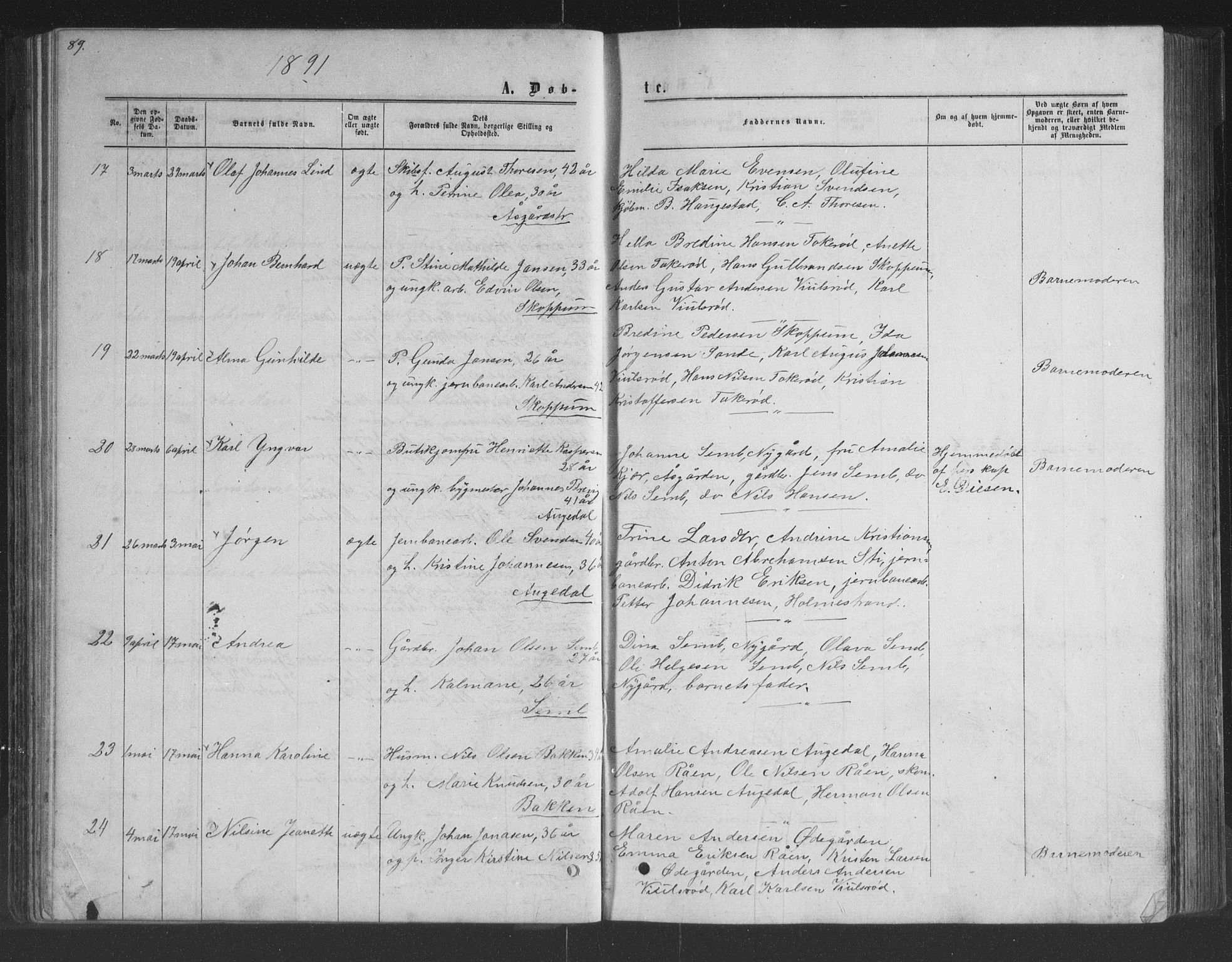 Borre kirkebøker, AV/SAKO-A-338/G/Ga/L0003: Parish register (copy) no. I 3, 1871-1892, p. 89