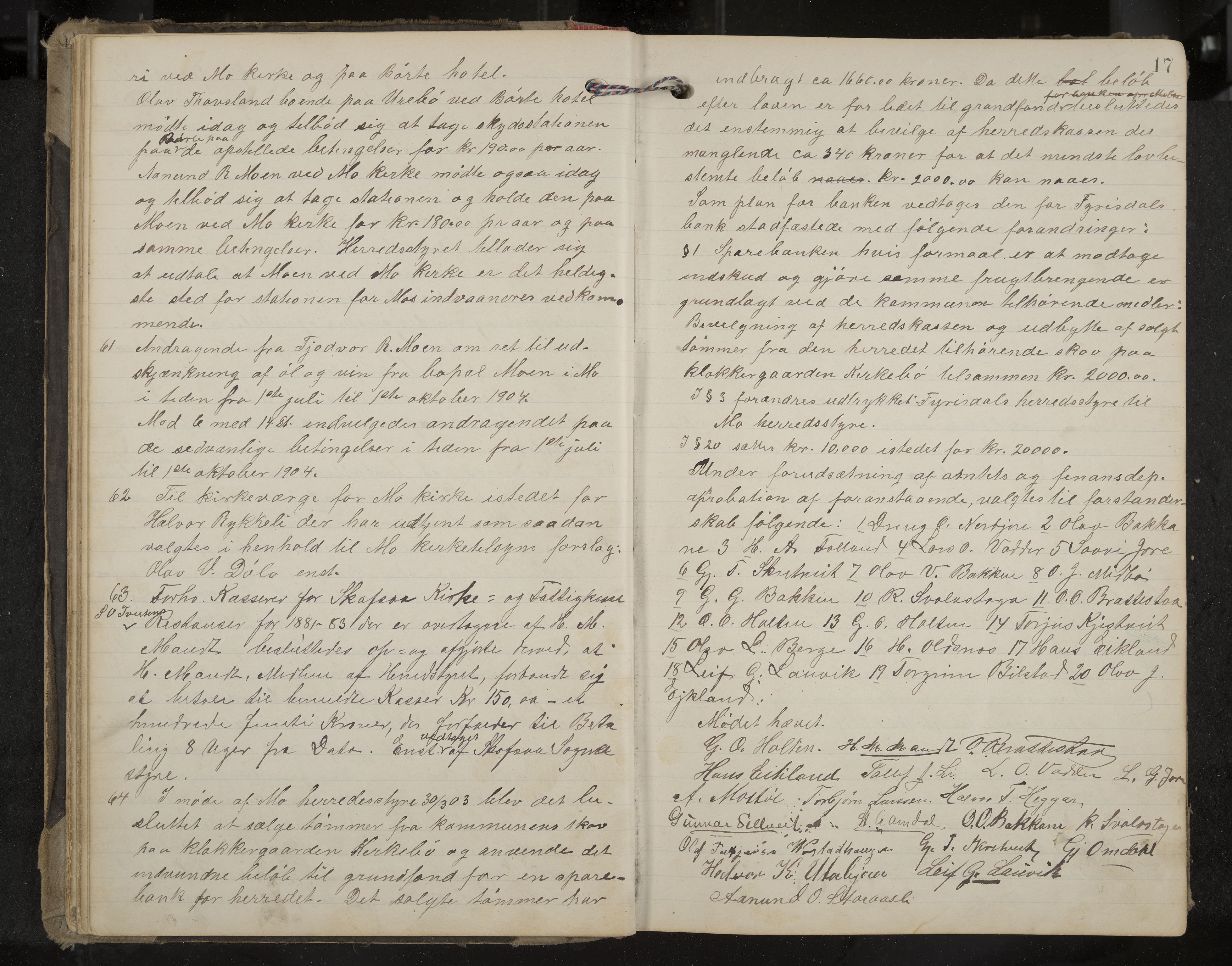 Mo formannskap og sentraladministrasjon, IKAK/0832021/A/L0004: Møtebok, 1903-1915, p. 17