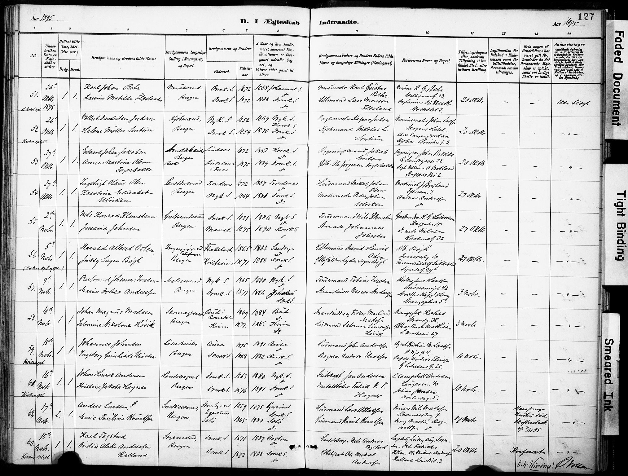 Domkirken sokneprestembete, SAB/A-74801/H/Haa/L0037: Parish register (official) no. D 4, 1880-1907, p. 127