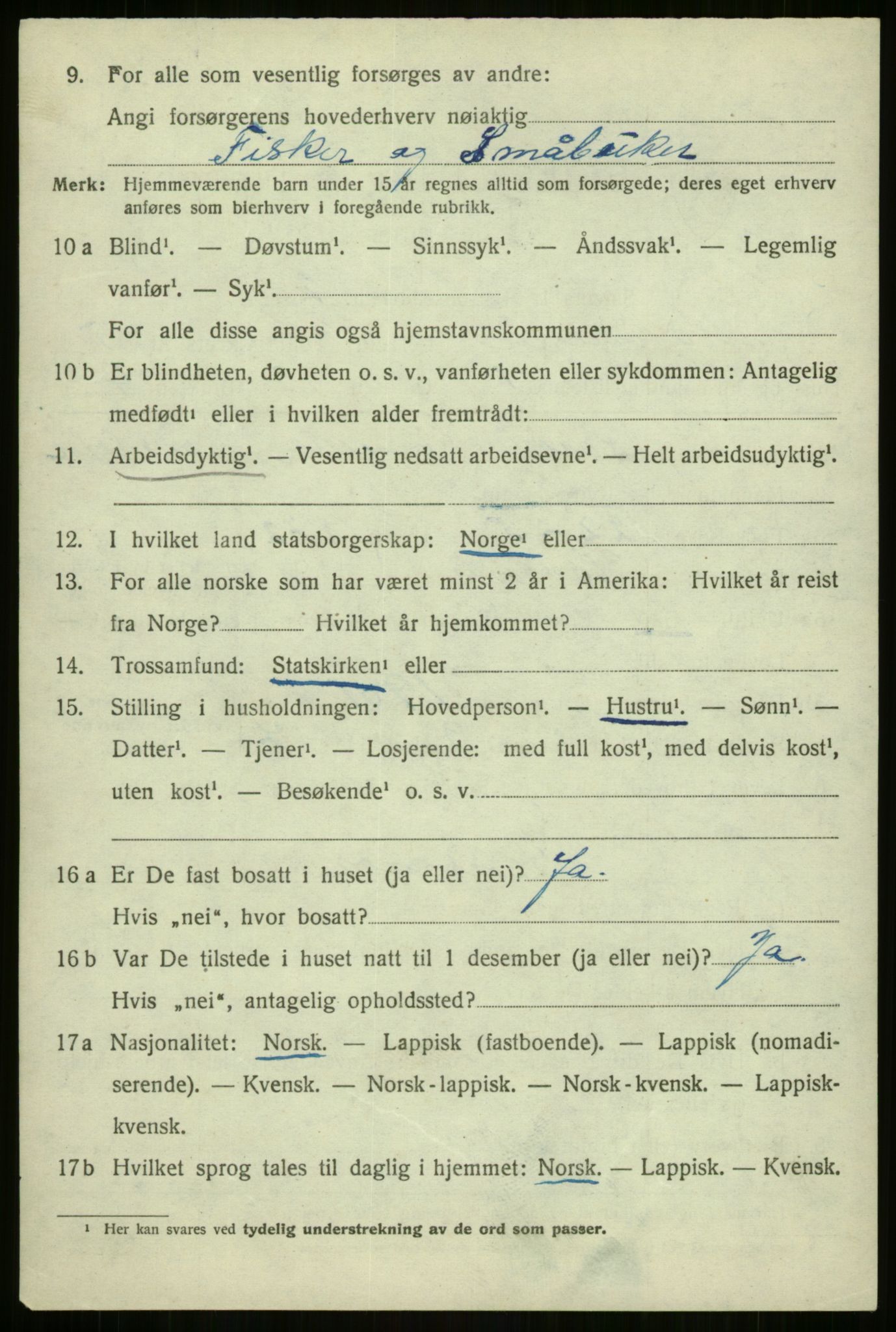 SATØ, 1920 census for Malangen, 1920, p. 1895