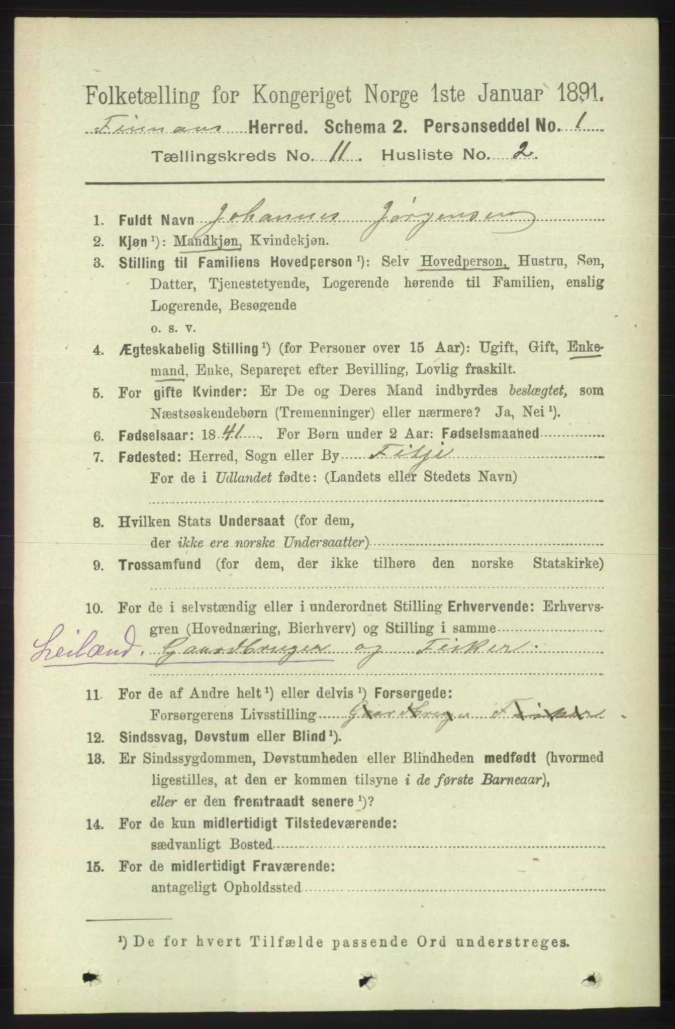 RA, 1891 census for 1218 Finnås, 1891, p. 5131