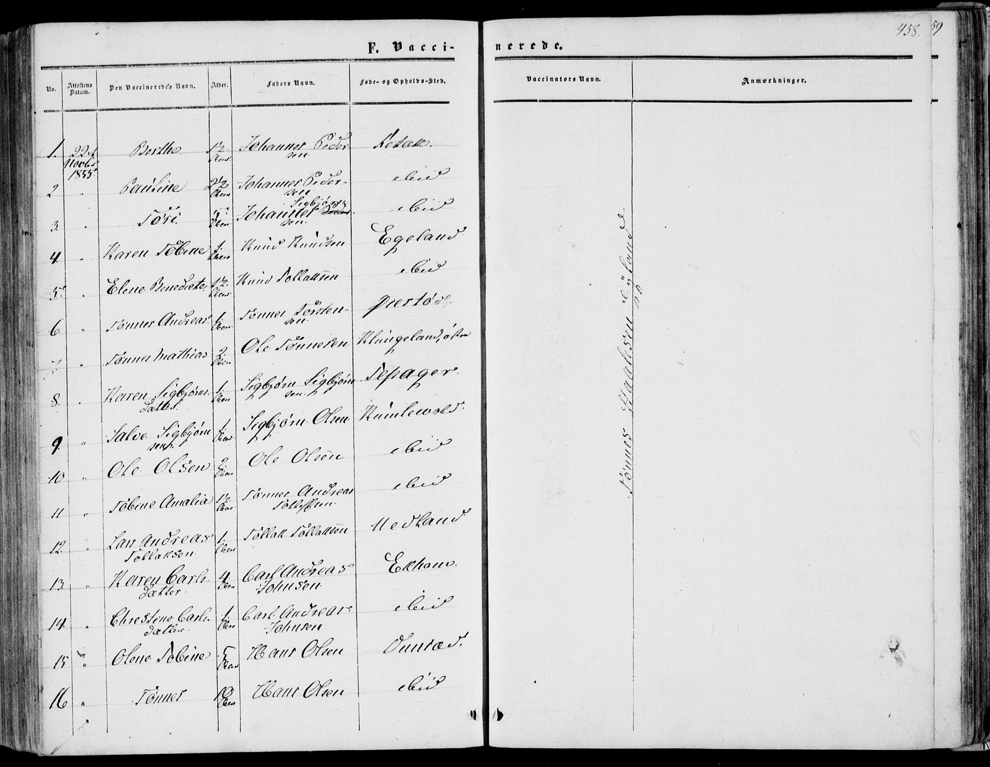 Bakke sokneprestkontor, SAK/1111-0002/F/Fa/Fab/L0002: Parish register (official) no. A 2, 1855-1884, p. 458
