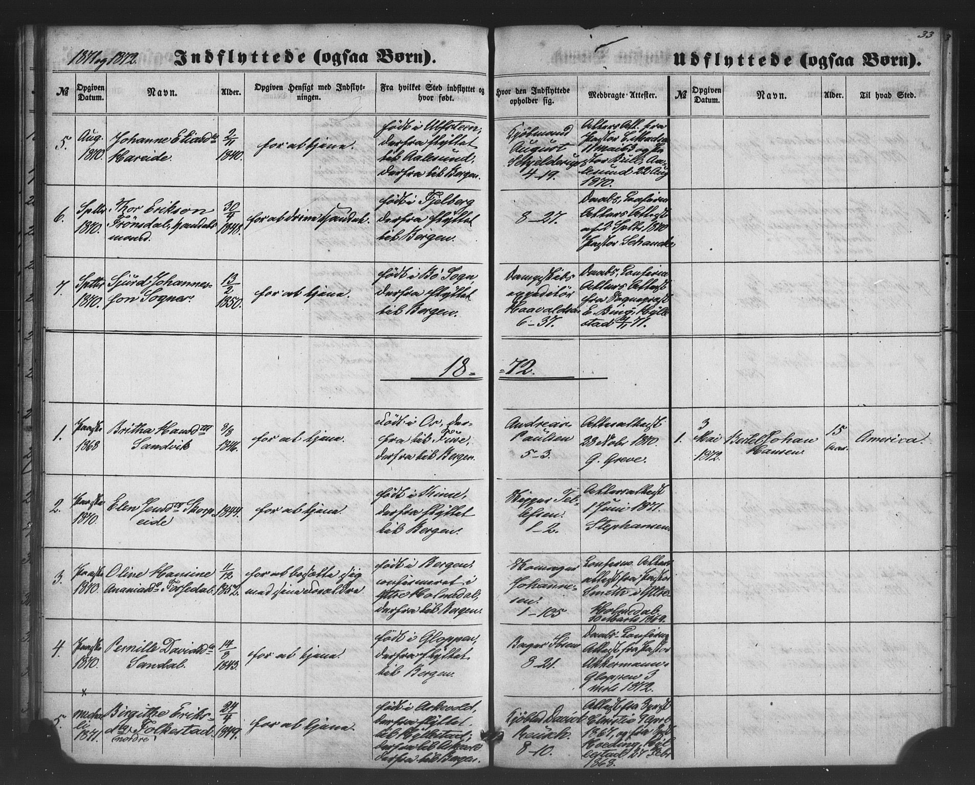 Nykirken Sokneprestembete, SAB/A-77101/H/Haa/L0050: Parish register (official) no. G 2, 1858-1879, p. 33