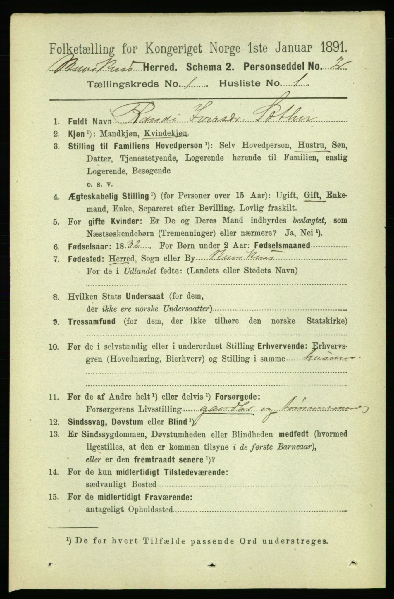 RA, 1891 census for 1656 Buvik, 1891, p. 108