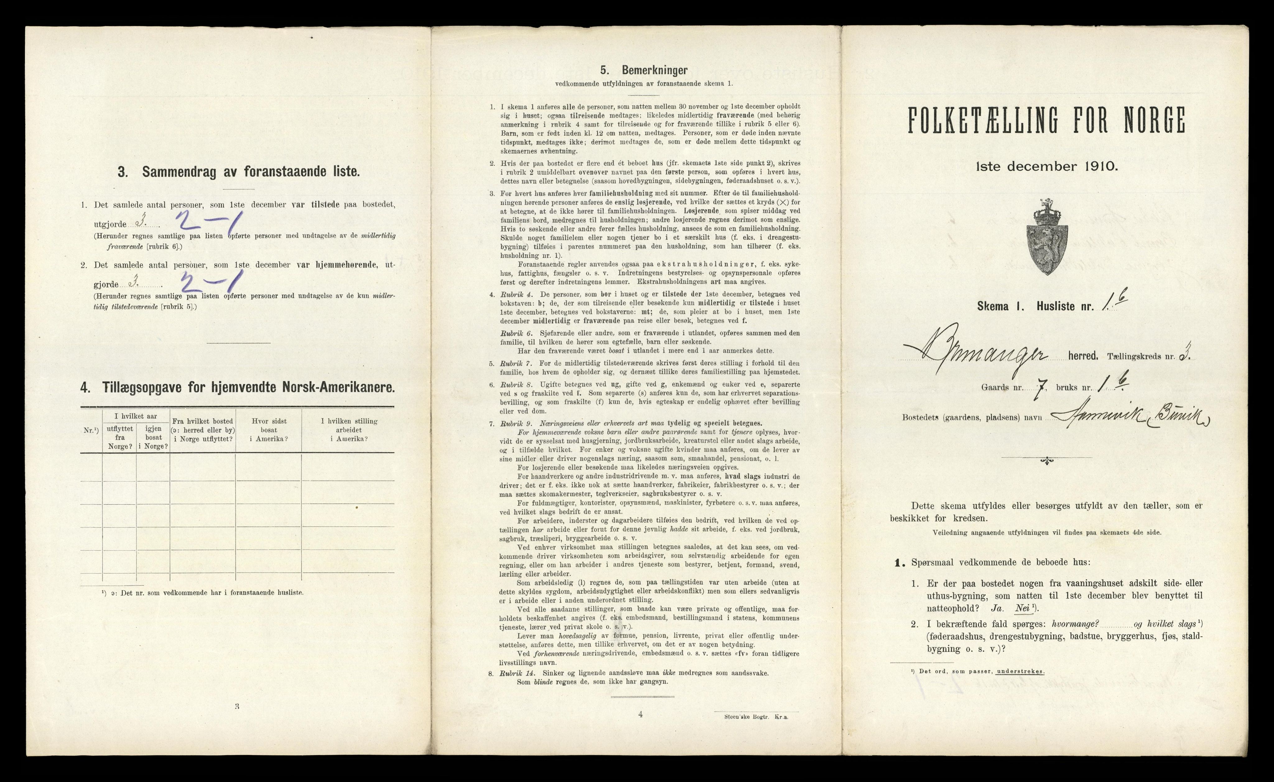 RA, 1910 census for Bremanger, 1910, p. 211
