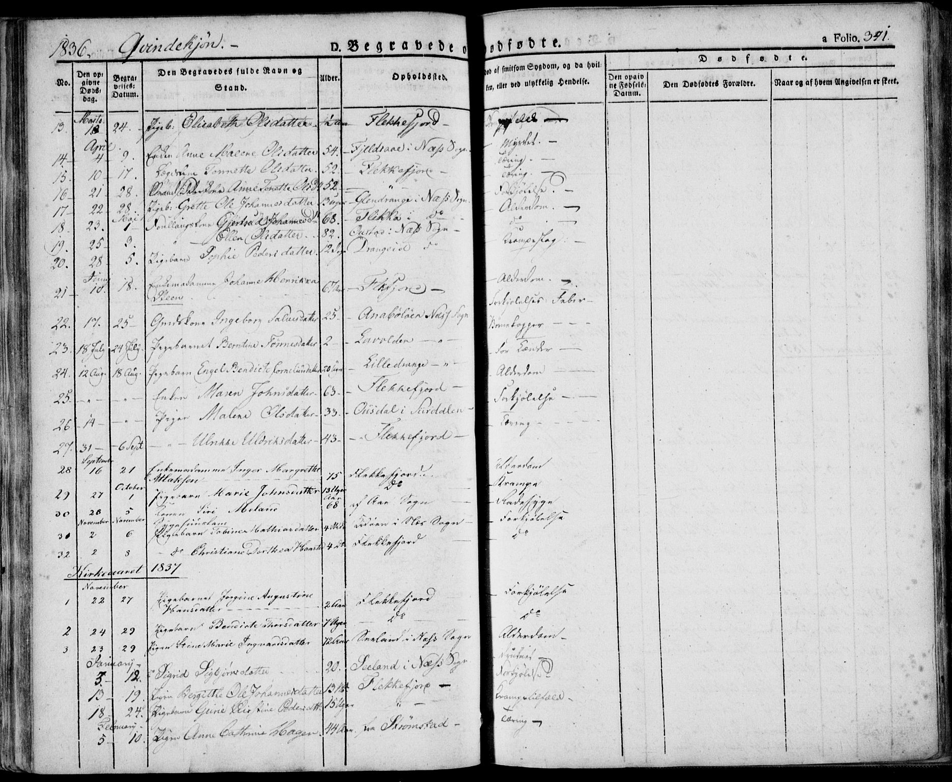 Flekkefjord sokneprestkontor, SAK/1111-0012/F/Fa/Fac/L0003: Parish register (official) no. A 3, 1826-1841, p. 341