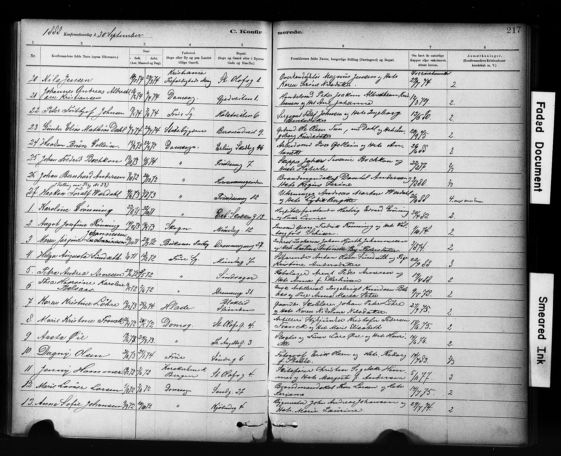 Ministerialprotokoller, klokkerbøker og fødselsregistre - Sør-Trøndelag, AV/SAT-A-1456/601/L0071: Curate's parish register no. 601B04, 1882-1931, p. 217