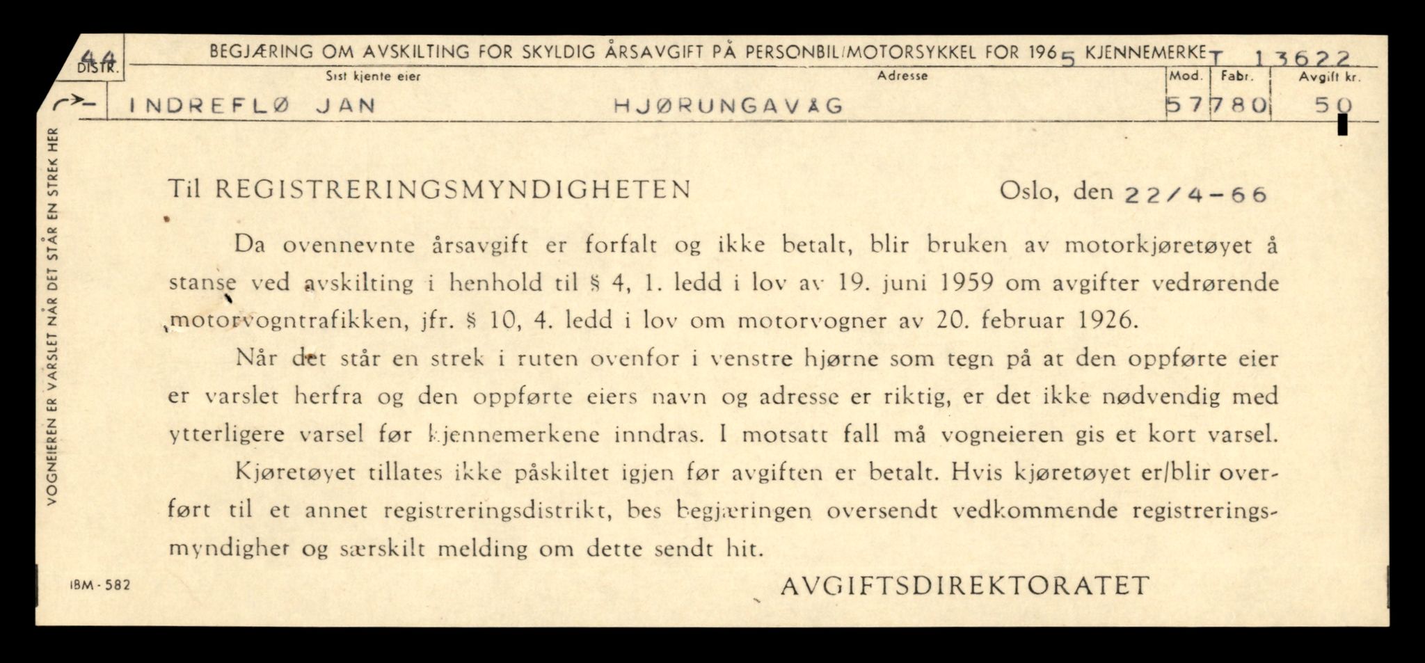 Møre og Romsdal vegkontor - Ålesund trafikkstasjon, AV/SAT-A-4099/F/Fe/L0040: Registreringskort for kjøretøy T 13531 - T 13709, 1927-1998, p. 1601