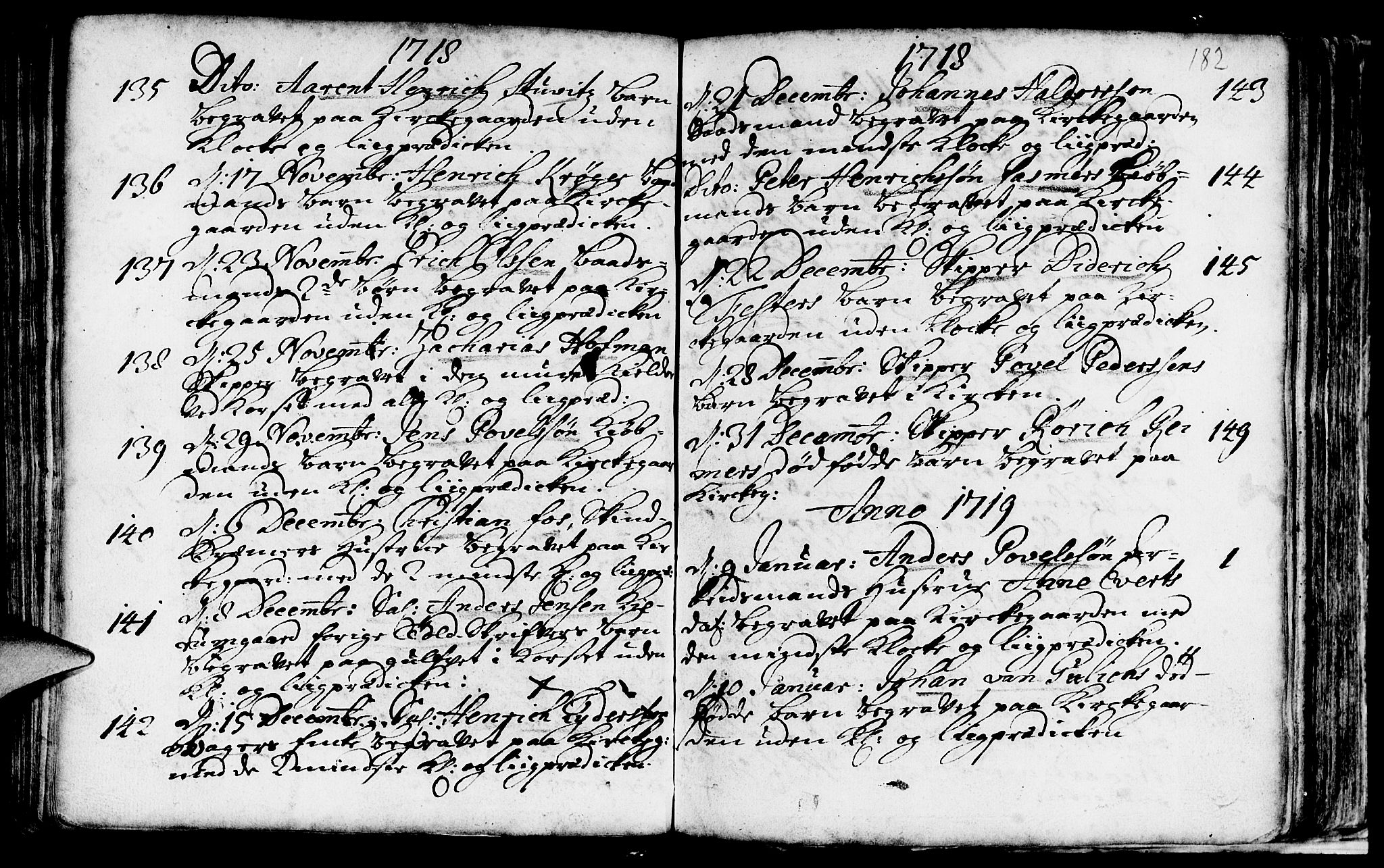 Nykirken Sokneprestembete, SAB/A-77101/H/Haa/L0009: Parish register (official) no. A 9, 1689-1759, p. 182