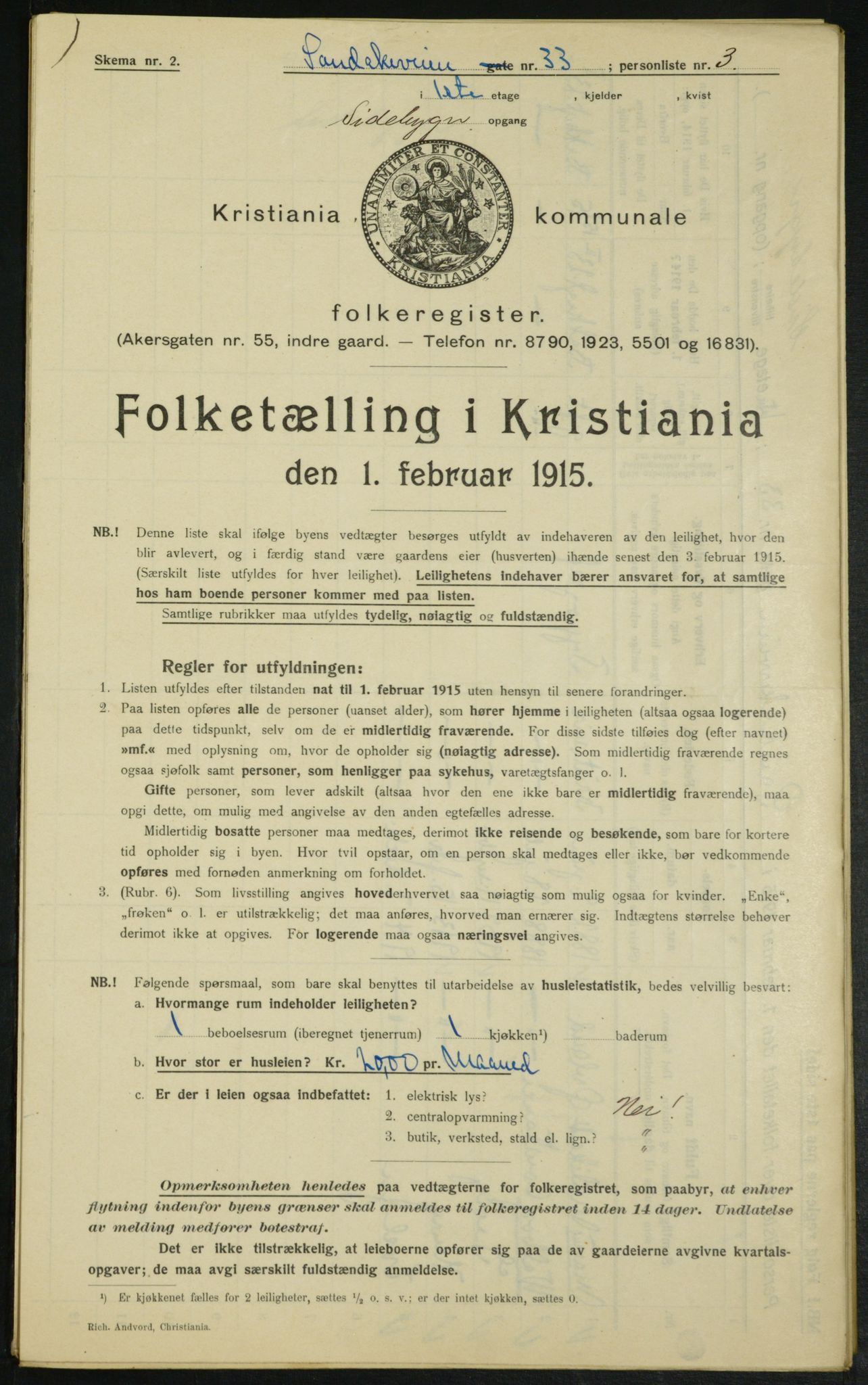 OBA, Municipal Census 1915 for Kristiania, 1915, p. 86673