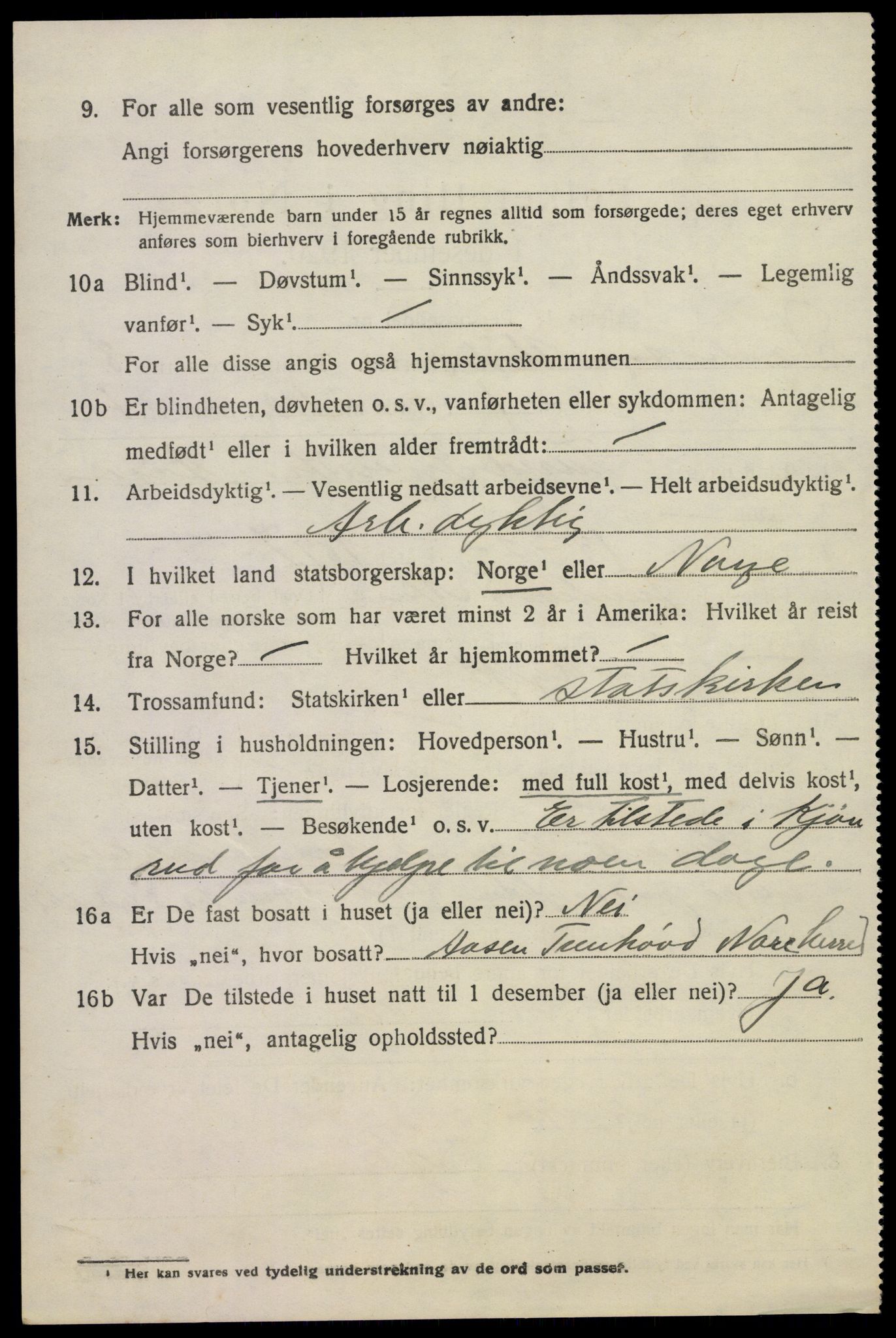 SAKO, 1920 census for Uvdal, 1920, p. 3084