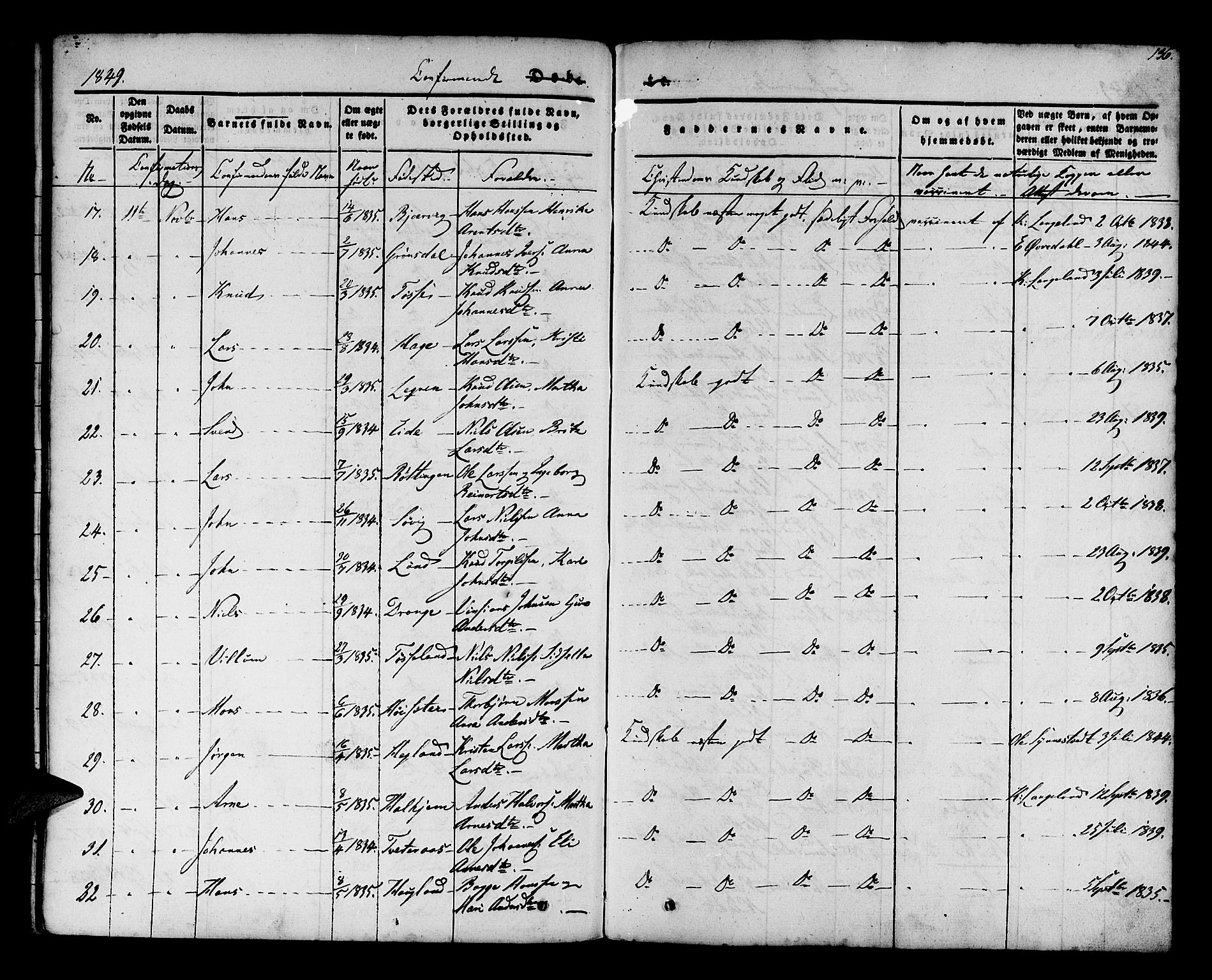 Os sokneprestembete, SAB/A-99929: Parish register (official) no. A 15, 1839-1851, p. 136