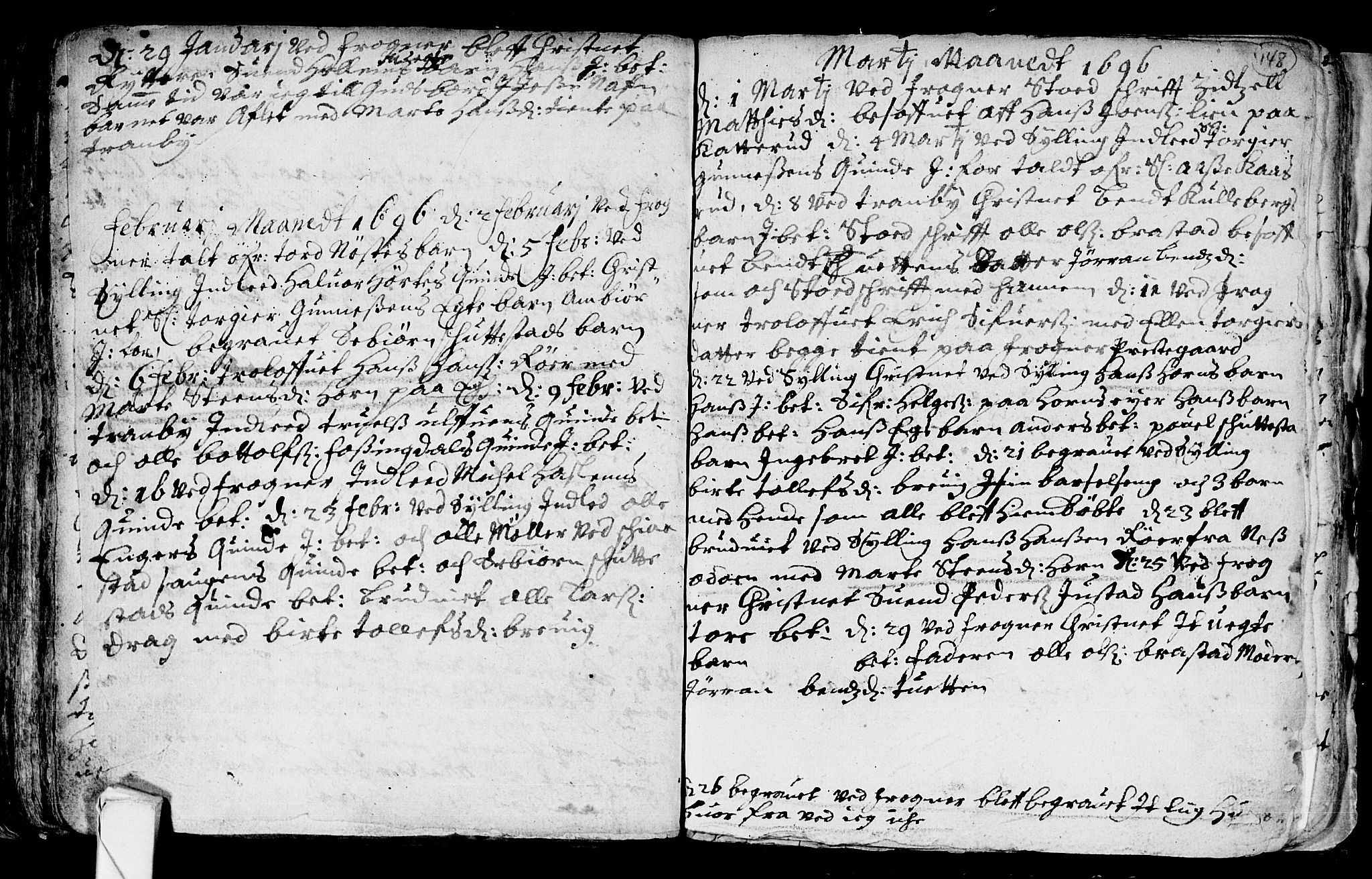 Lier kirkebøker, SAKO/A-230/F/Fa/L0001: Parish register (official) no. I 1, 1672-1701, p. 148