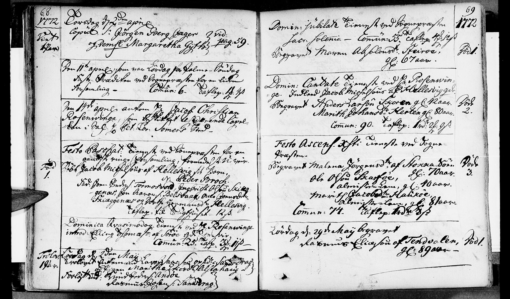 Ministerialprotokoller, klokkerbøker og fødselsregistre - Nordland, AV/SAT-A-1459/830/L0436: Parish register (official) no. 830A05 /1, 1737-1804, p. 68-69