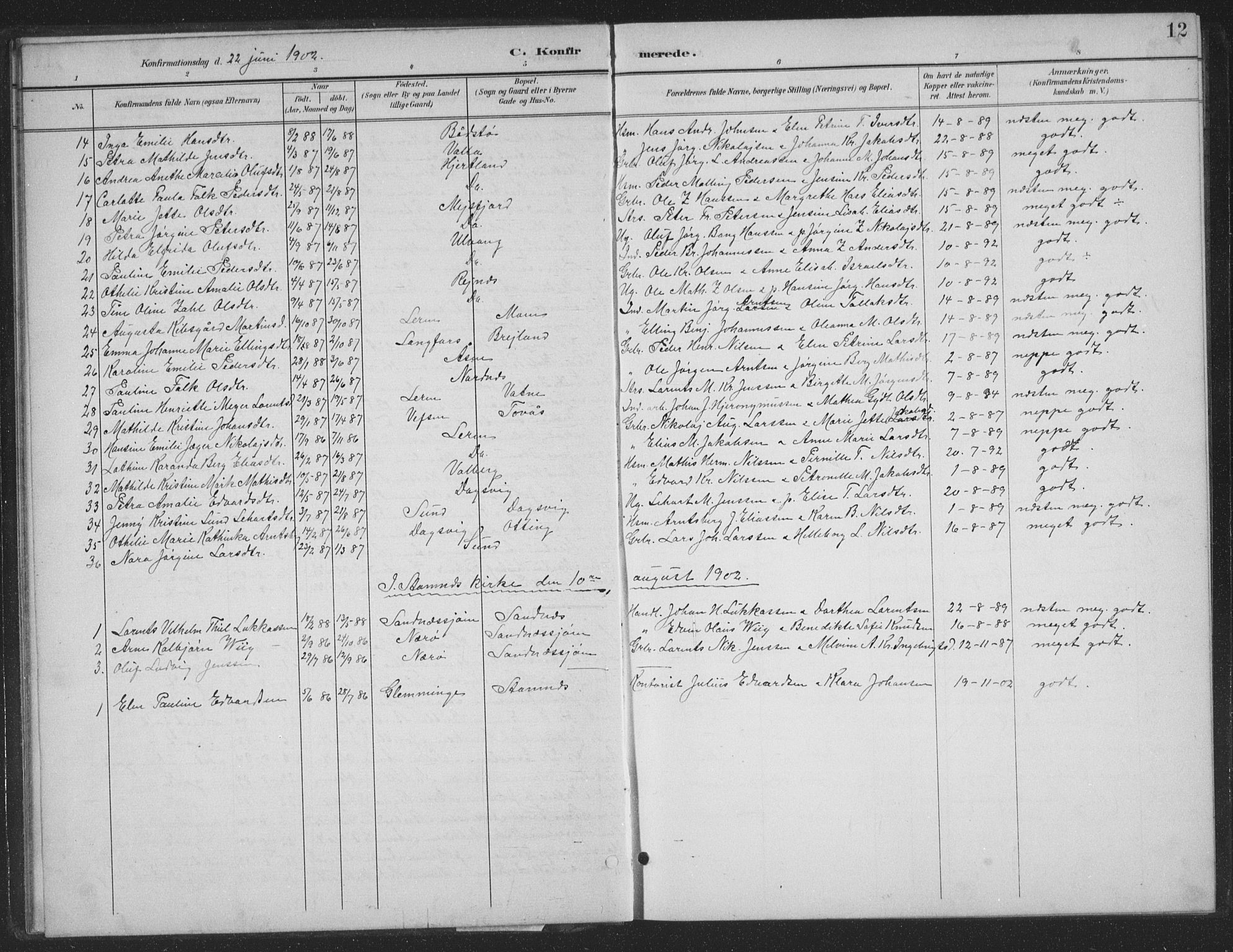 Ministerialprotokoller, klokkerbøker og fødselsregistre - Nordland, AV/SAT-A-1459/831/L0479: Parish register (copy) no. 831C06, 1897-1936, p. 12