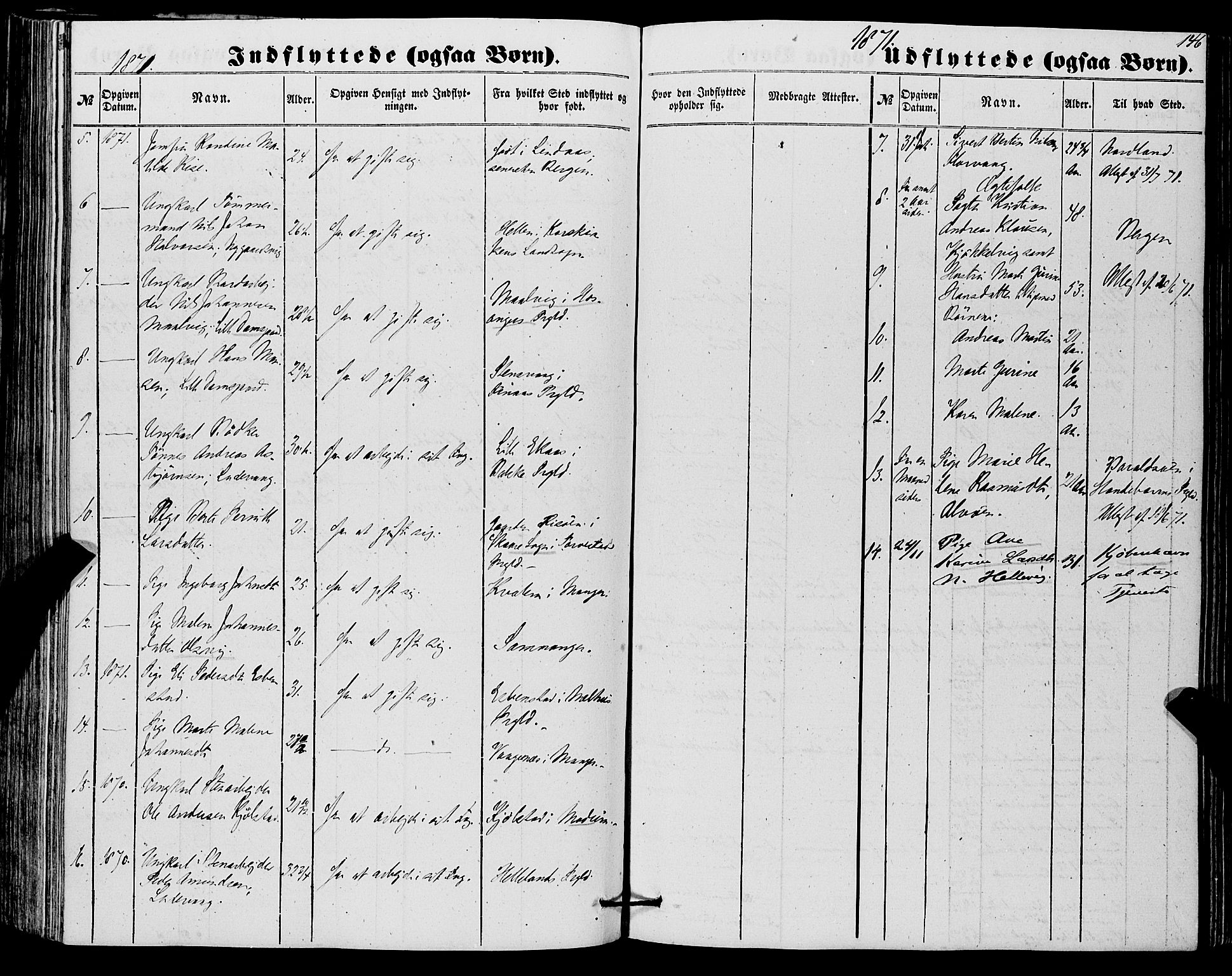 Askøy Sokneprestembete, SAB/A-74101/H/Ha/Haa/Haaa/L0012: Parish register (official) no. A 12, 1855-1877, p. 146