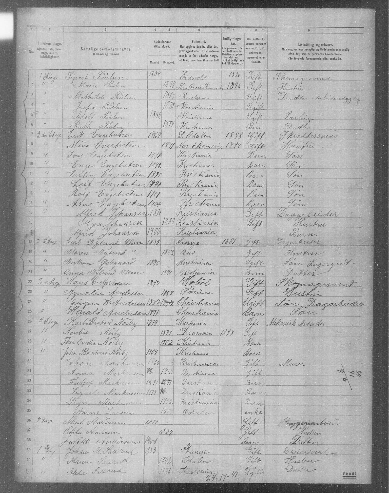 OBA, Municipal Census 1904 for Kristiania, 1904, p. 6249