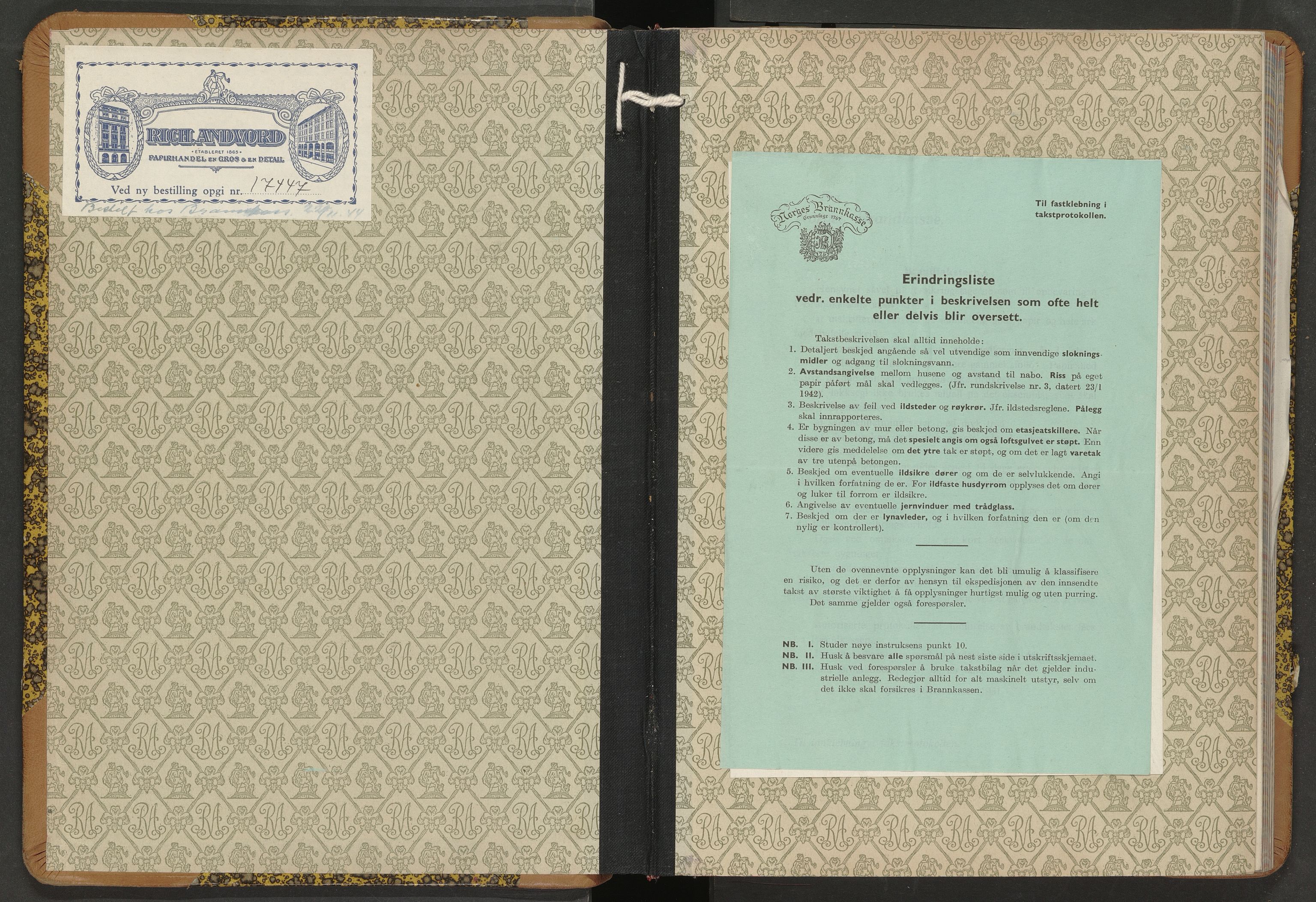 Norges Brannkasse Gildeskål, SAT/A-5591/Fb/L0010: Branntakstprotokoll, 1940-1947