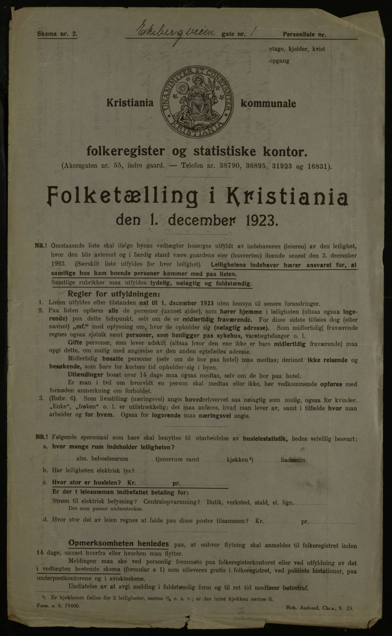 OBA, Municipal Census 1923 for Kristiania, 1923, p. 22413