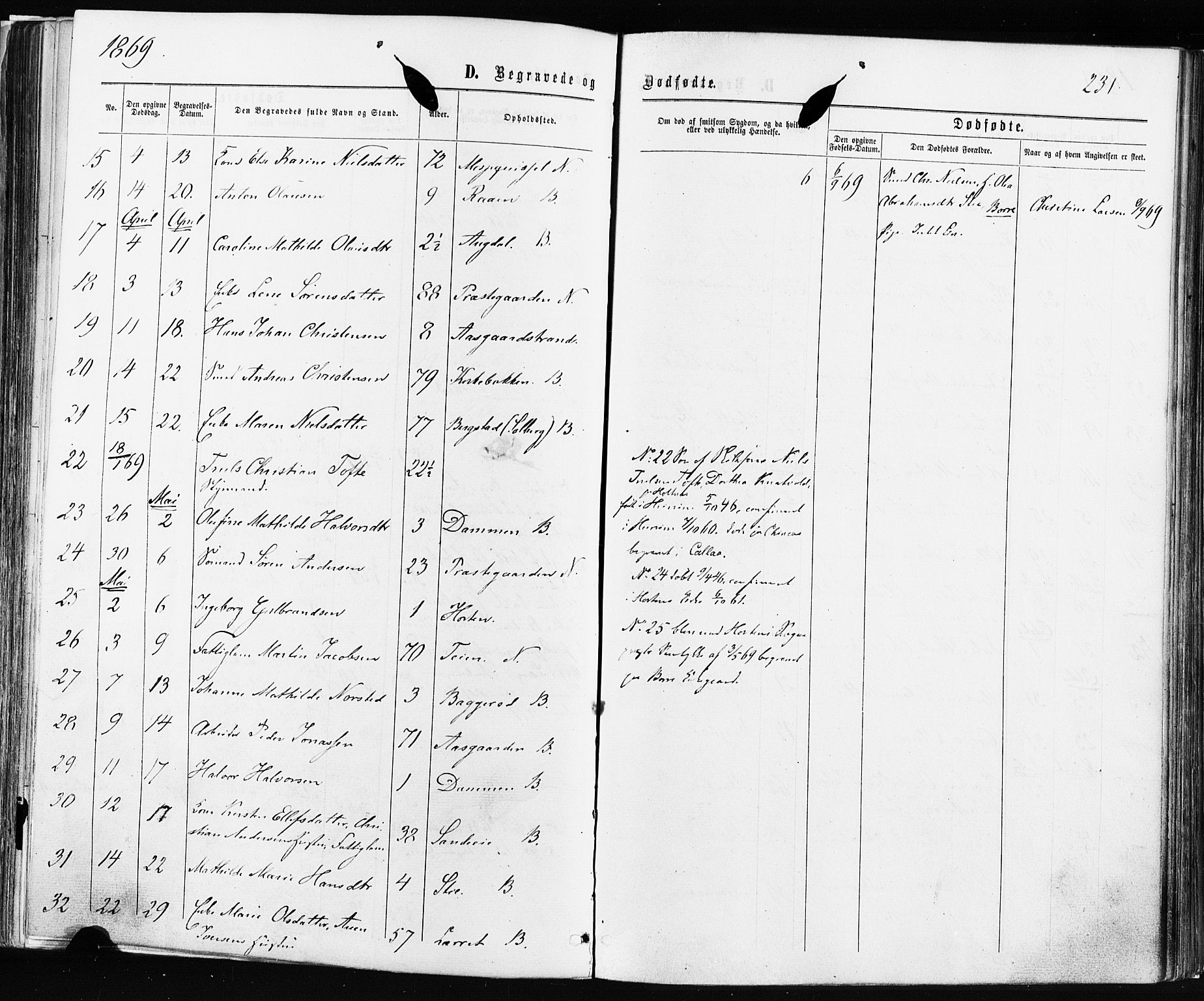 Borre kirkebøker, AV/SAKO-A-338/F/Fa/L0008: Parish register (official) no. I 8, 1868-1877, p. 231