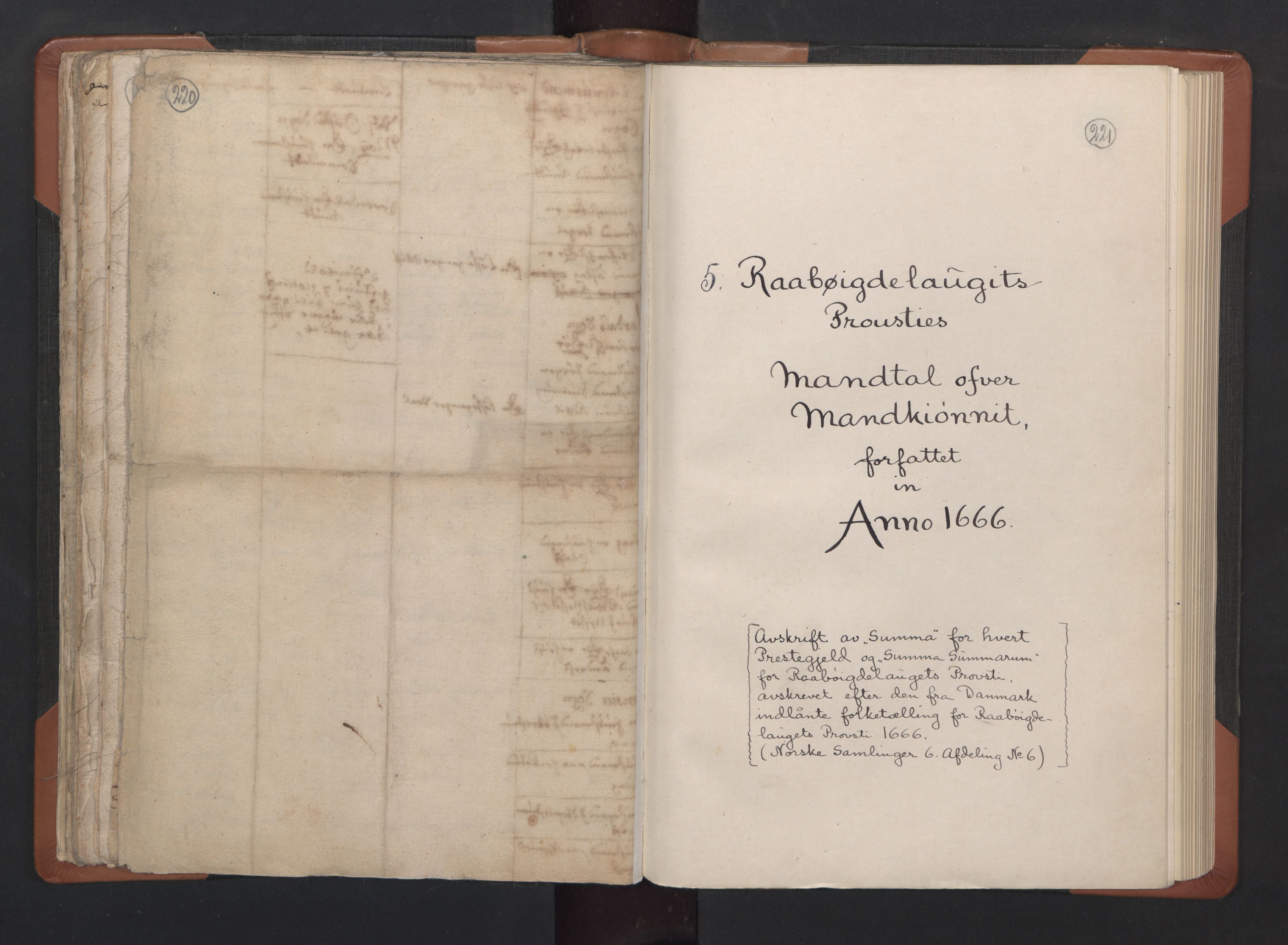 RA, Vicar's Census 1664-1666, no. 14: Råbyggelag deanery, 1664-1666, p. 220-221