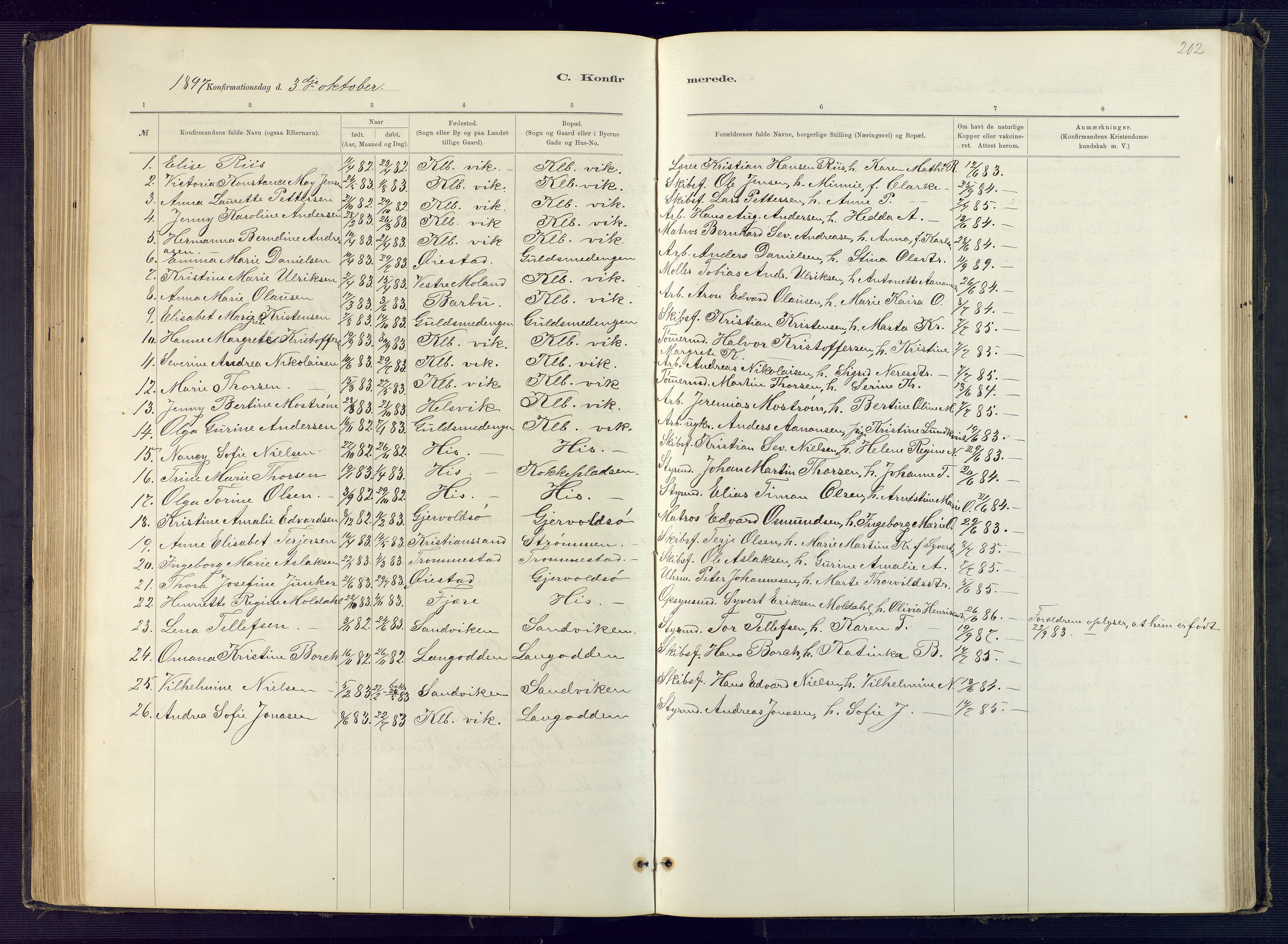 Hisøy sokneprestkontor, AV/SAK-1111-0020/F/Fb/L0003: Parish register (copy) no. B 3, 1885-1905, p. 202