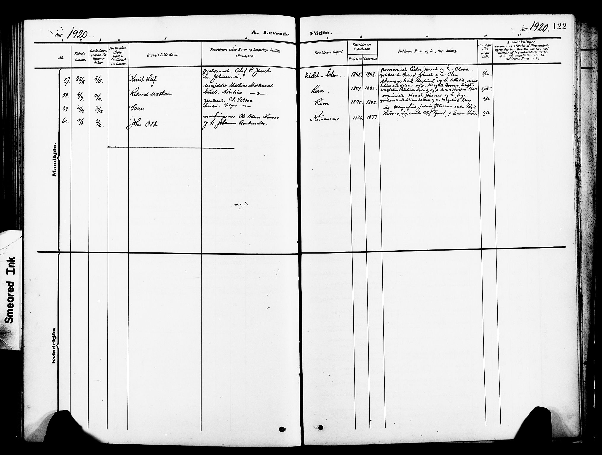 Ministerialprotokoller, klokkerbøker og fødselsregistre - Sør-Trøndelag, SAT/A-1456/681/L0942: Parish register (copy) no. 681C06, 1906-1925, p. 122