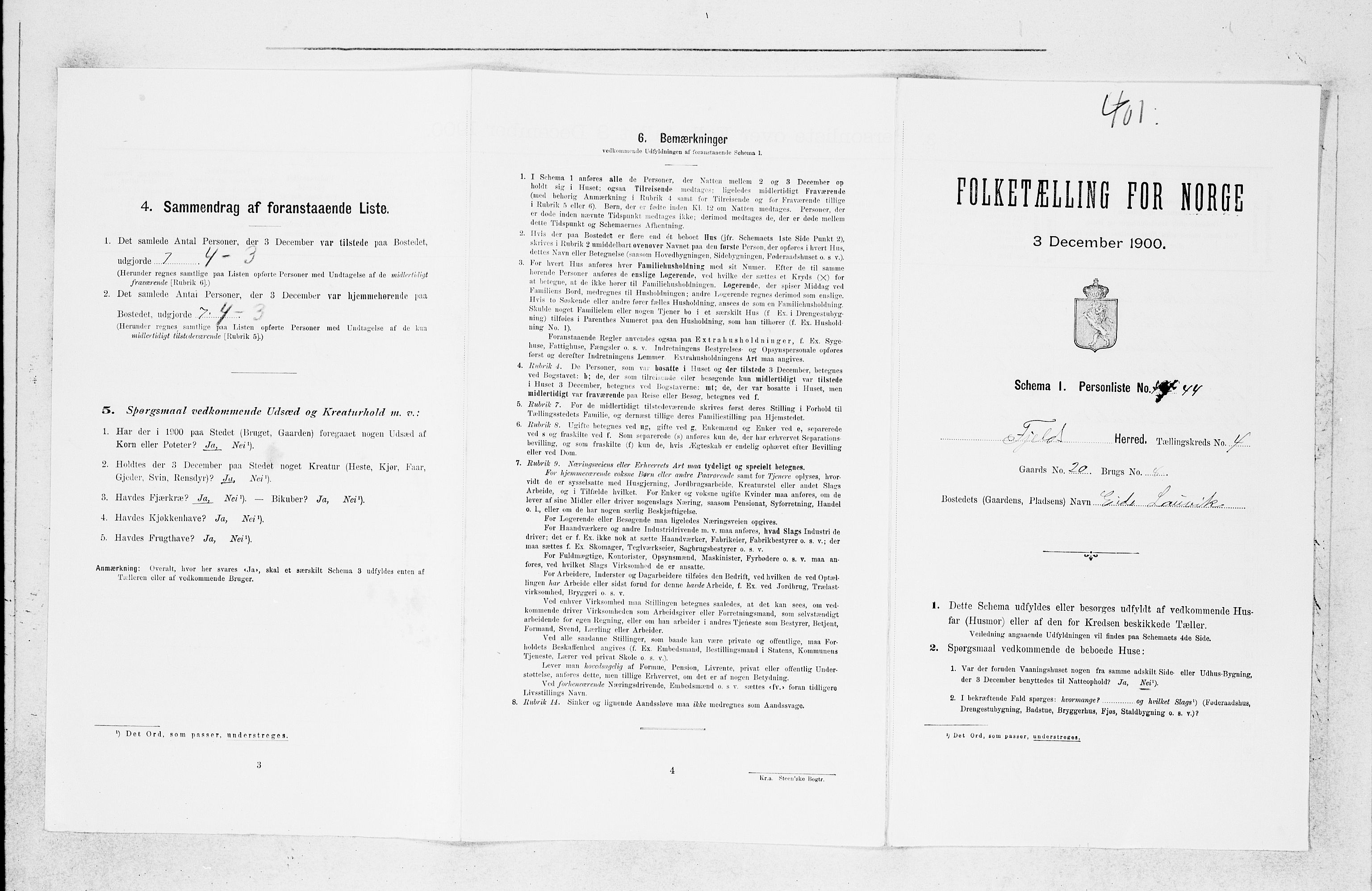 SAB, 1900 census for Fjell, 1900, p. 522