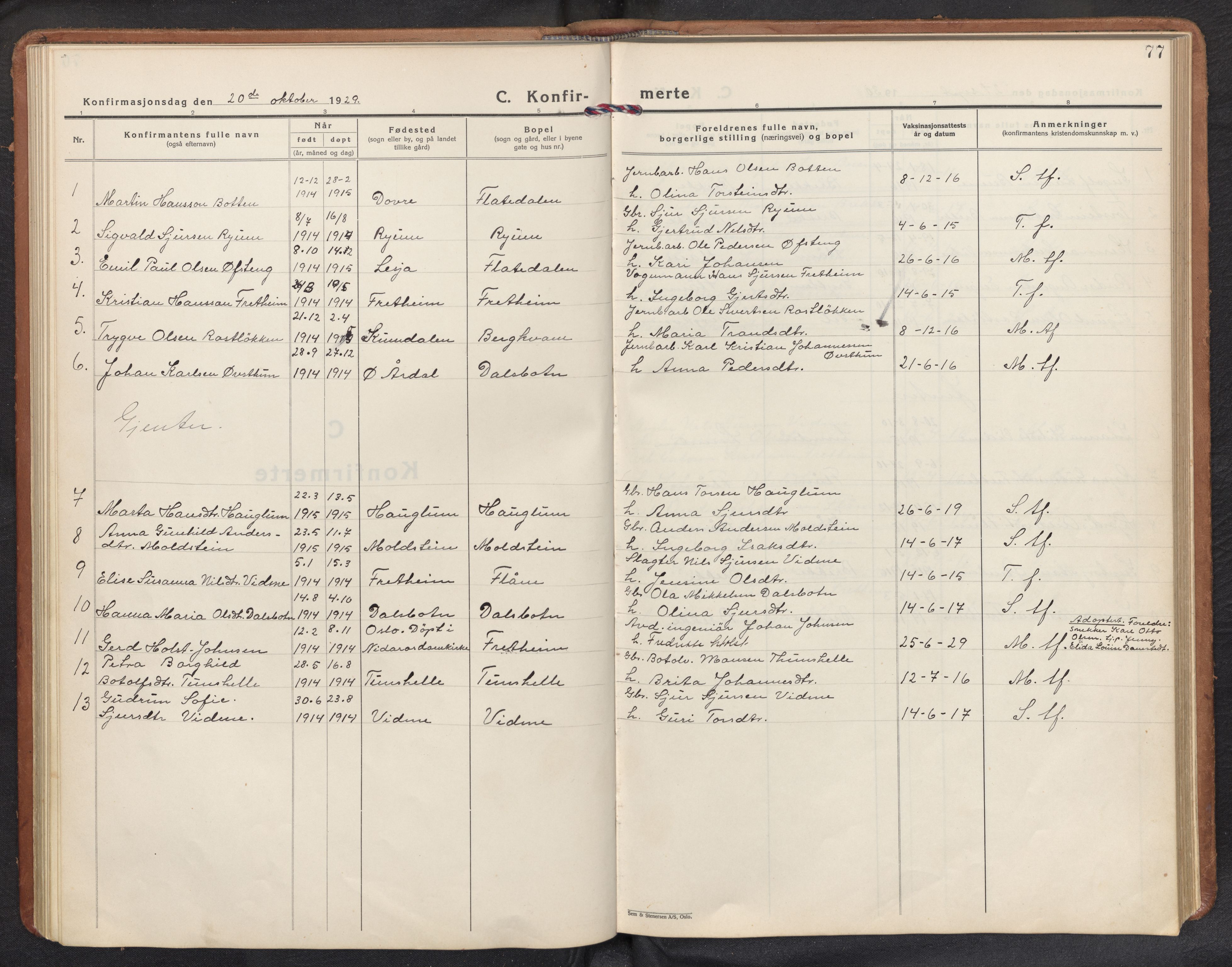 Aurland sokneprestembete, SAB/A-99937/H/Hb/Hbb/L0003: Parish register (copy) no. B 3, 1929-1972, p. 76b-77a