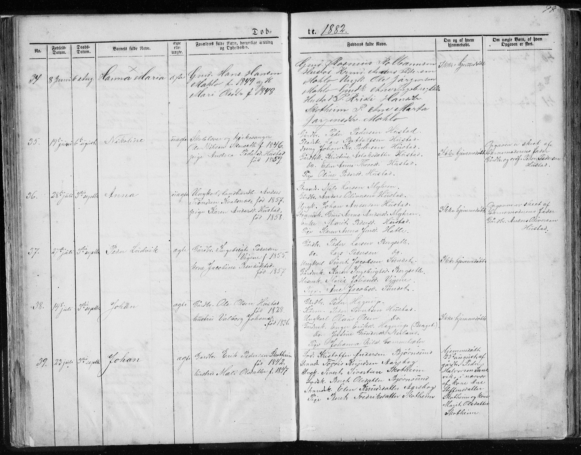 Ministerialprotokoller, klokkerbøker og fødselsregistre - Møre og Romsdal, AV/SAT-A-1454/567/L0782: Parish register (copy) no. 567C02, 1867-1886, p. 98