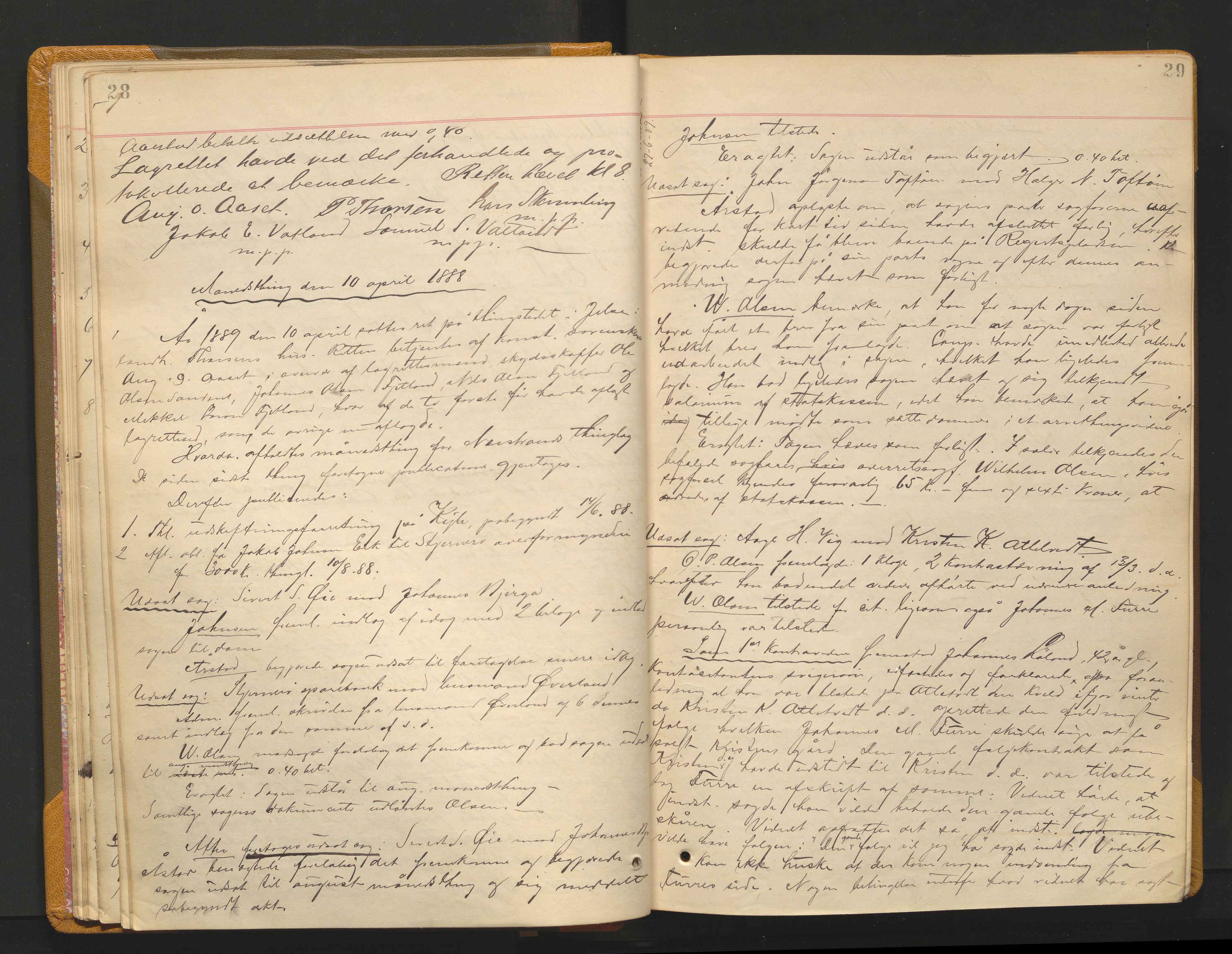 Ryfylke tingrett, AV/SAST-A-100055/001/I/IB/IB0/L0015: Tingbok, Ryfylke, 1889-1891, p. 28-29