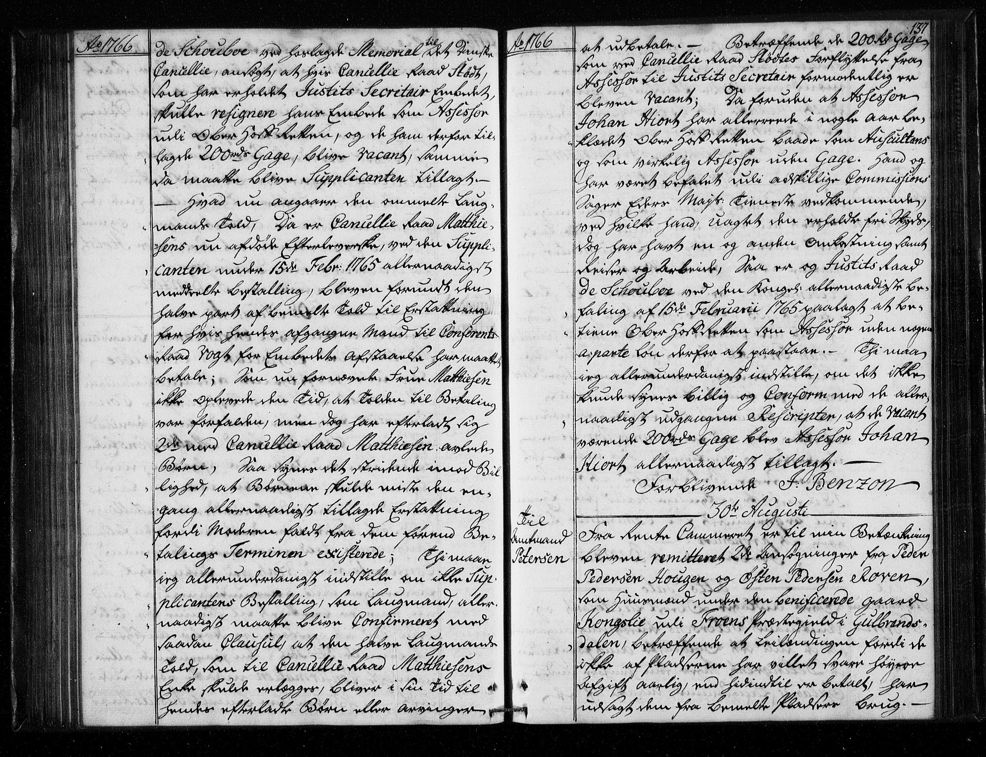 Stattholderembetet 1572-1771, AV/RA-EA-2870/Bf/L0005: Stattholderprotokoll (allmenn kopibok), 1765-1767, p. 136b-137a