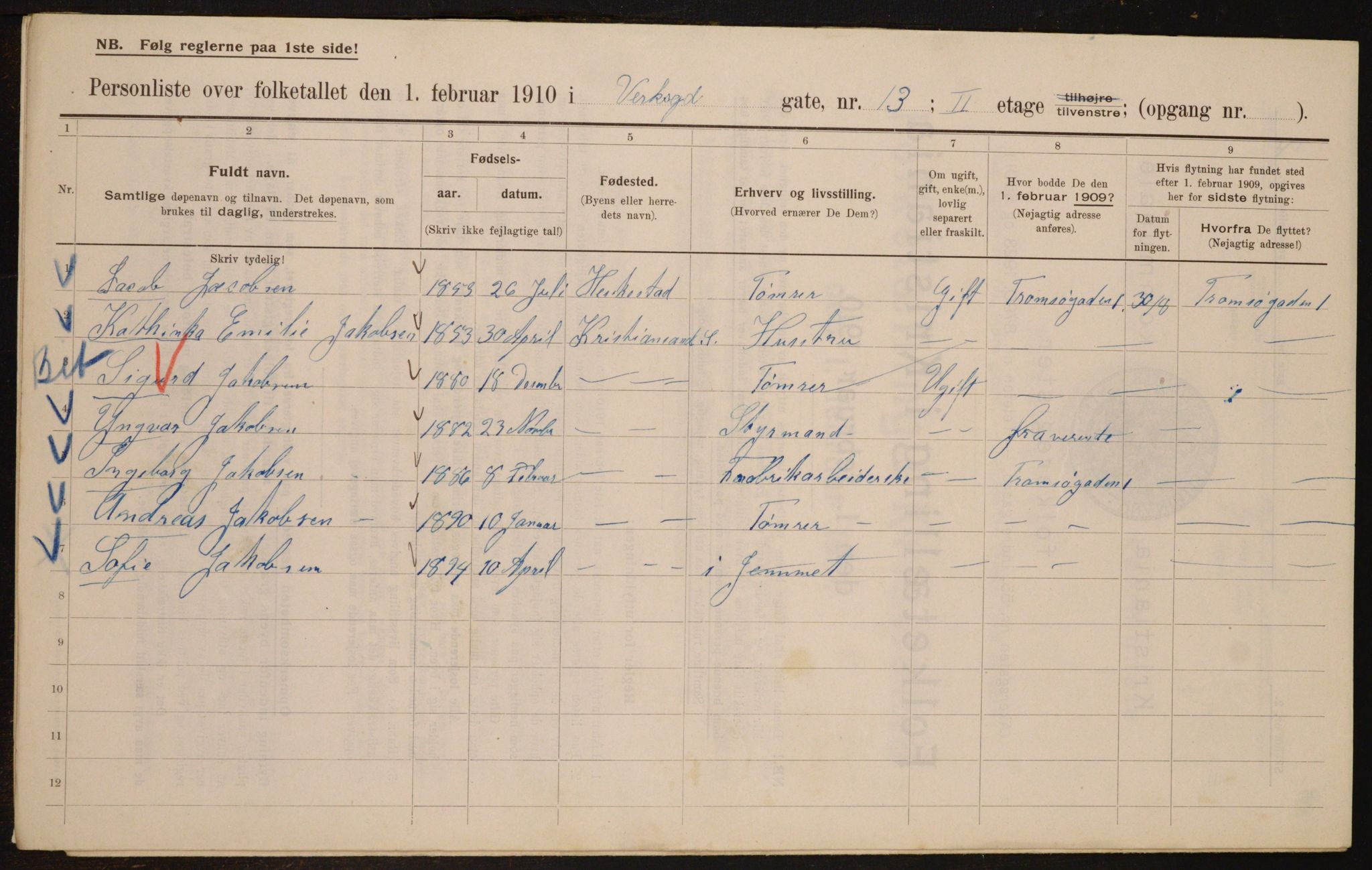 OBA, Municipal Census 1910 for Kristiania, 1910, p. 115594