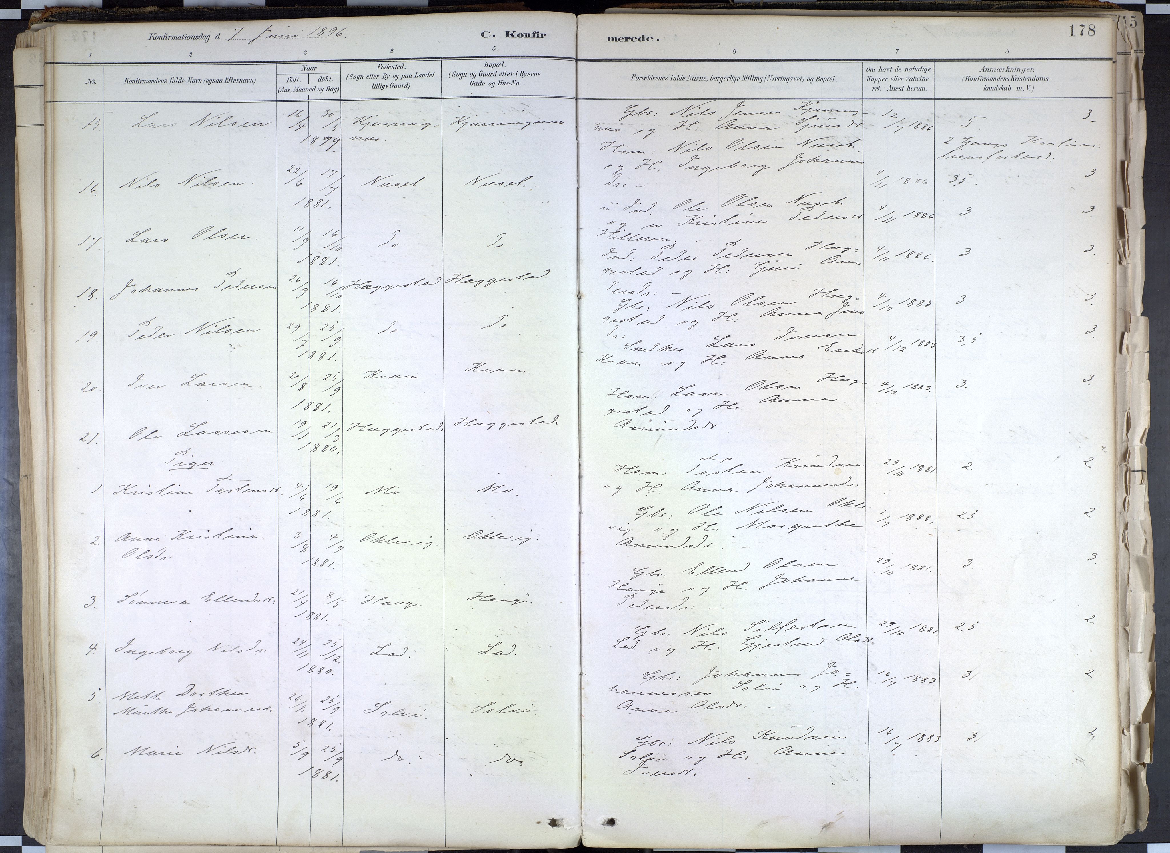 Hafslo sokneprestembete, AV/SAB-A-80301/H/Haa/Haab/L0001: Parish register (official) no. B 1, 1886-1945, p. 178