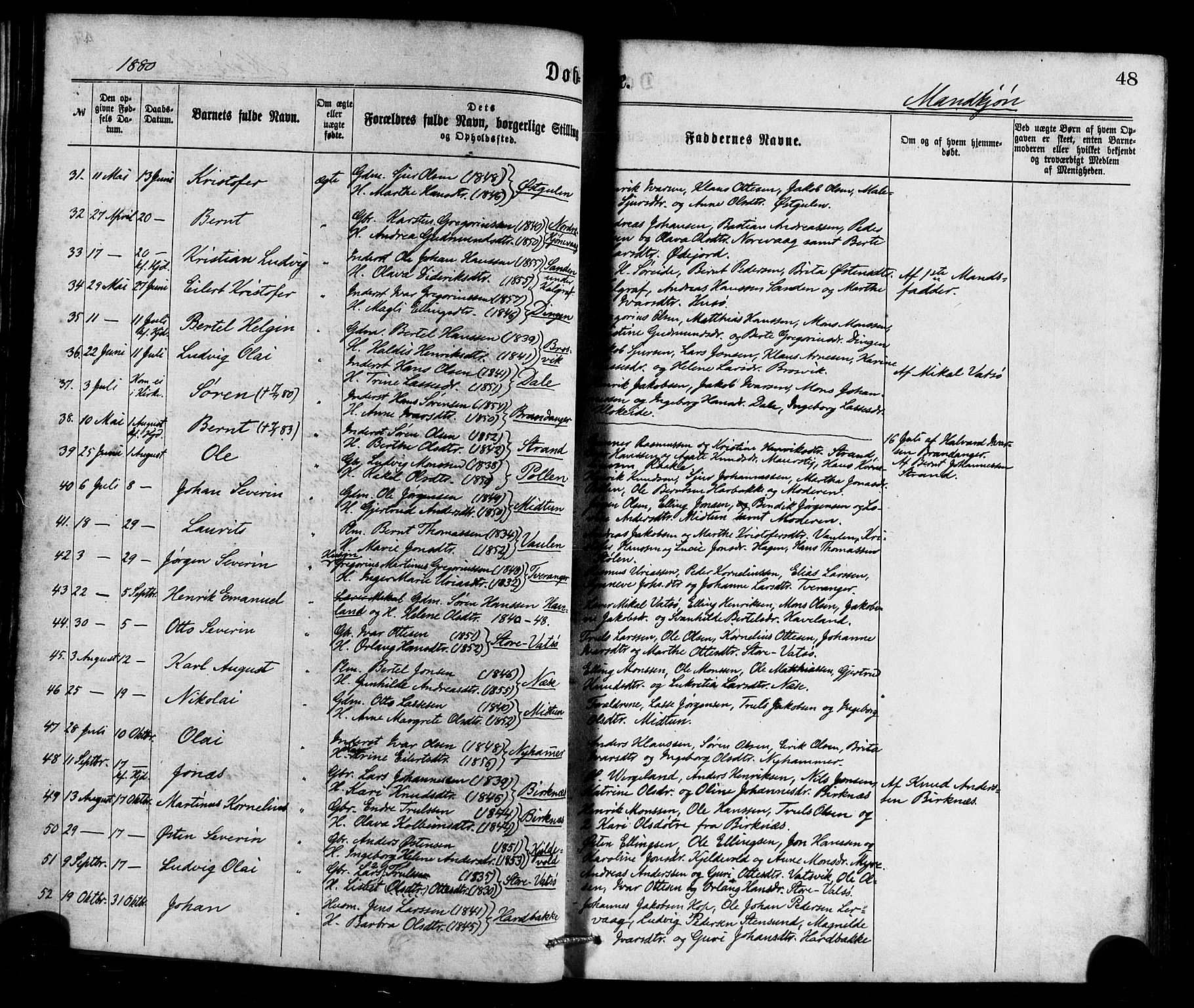 Gulen sokneprestembete, SAB/A-80201/H/Haa/Haaa/L0023: Parish register (official) no. A 23, 1870-1880, p. 48