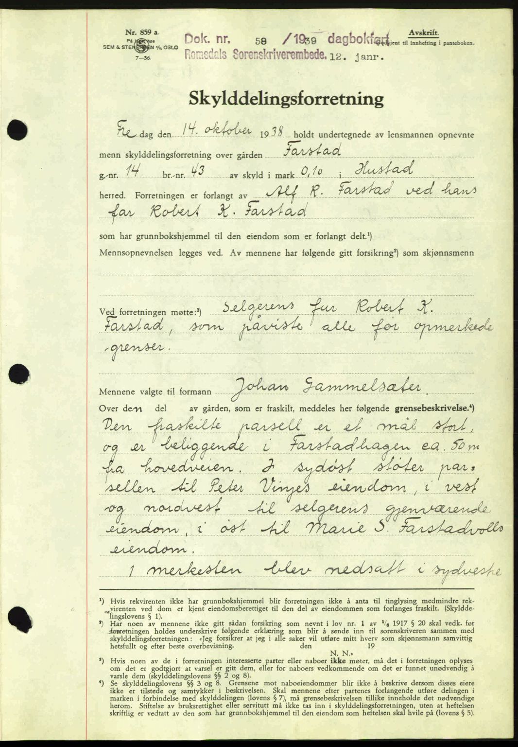 Romsdal sorenskriveri, AV/SAT-A-4149/1/2/2C: Mortgage book no. A6, 1938-1939, Diary no: : 58/1939