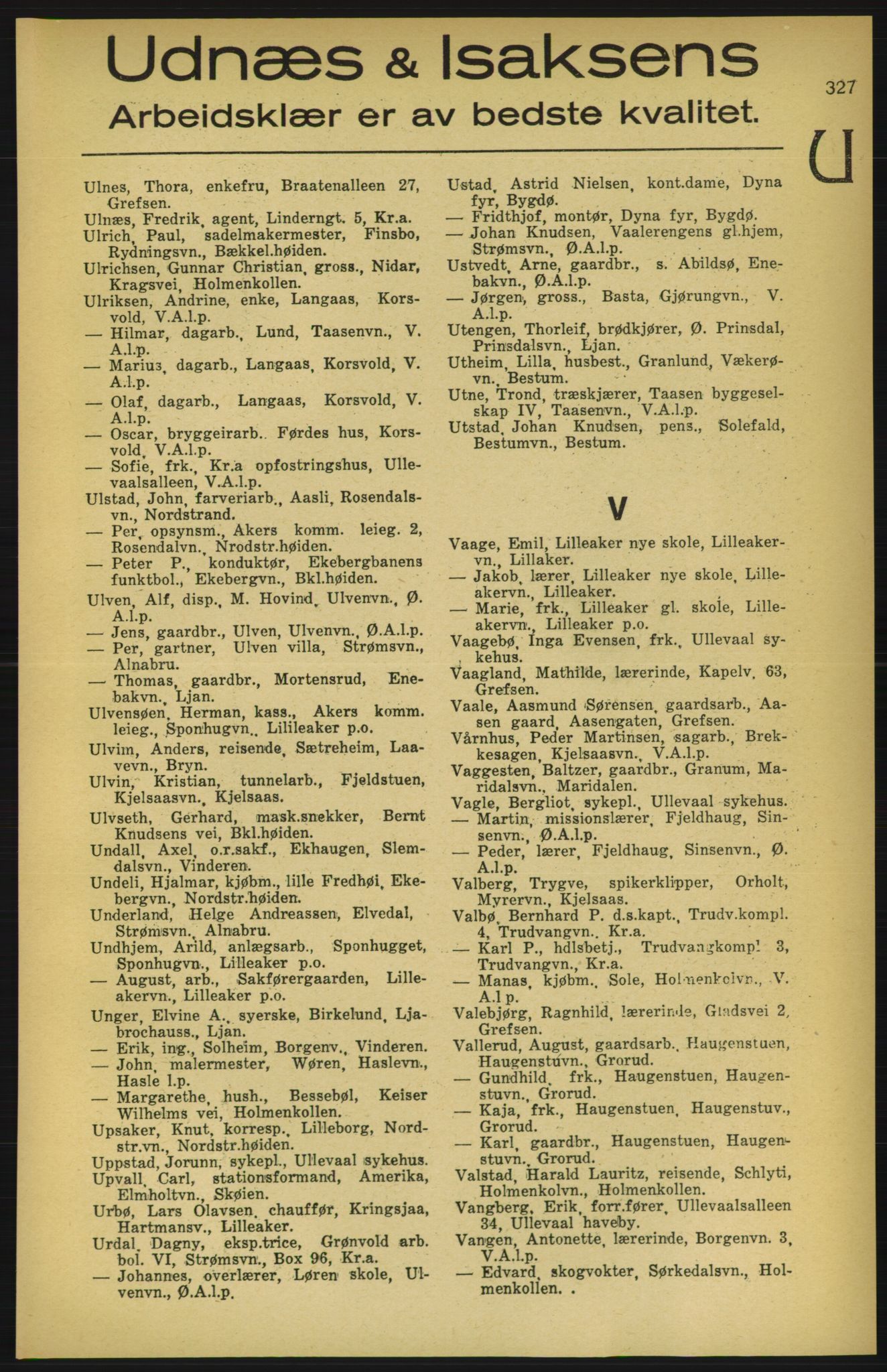 Aker adressebok/adressekalender, PUBL/001/A/003: Akers adressekalender, 1924-1925, p. 327