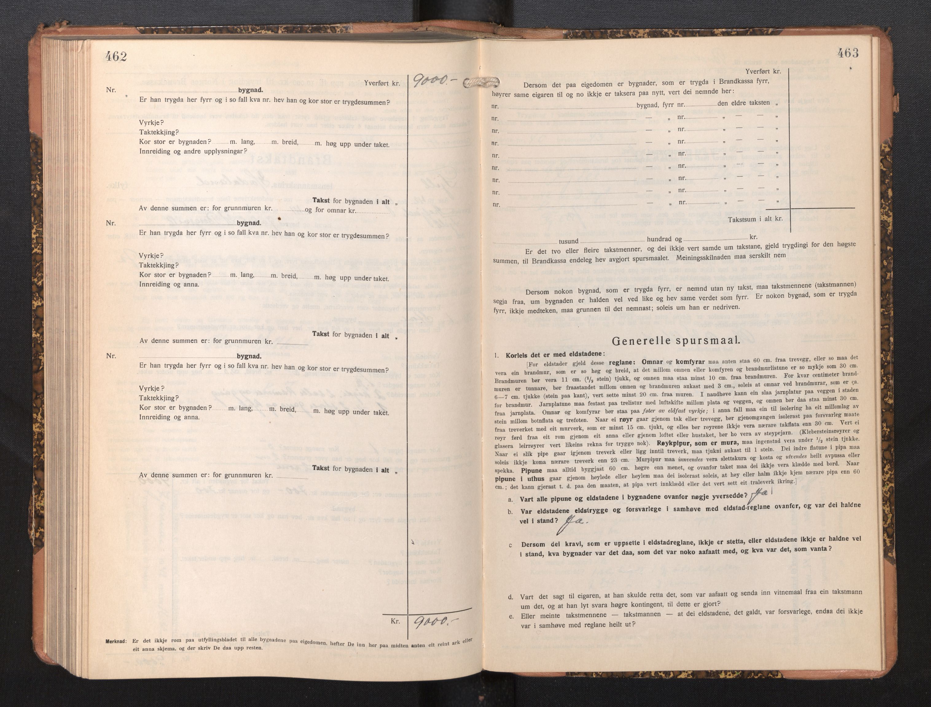 Lensmannen i Fjell, SAB/A-32301/0012/L0006: Branntakstprotokoll, skjematakst, 1931-1945, p. 462-463