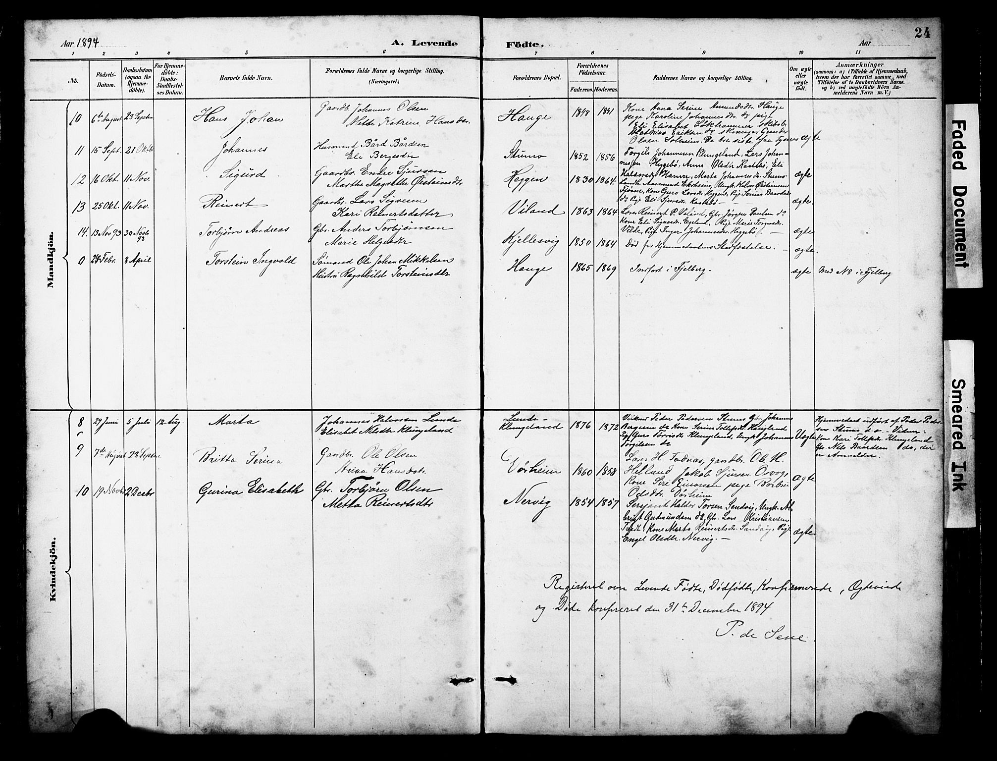 Ølen Sokneprestembete, AV/SAB-A-79201/H/Hab: Parish register (copy) no. A 4, 1888-1930, p. 24