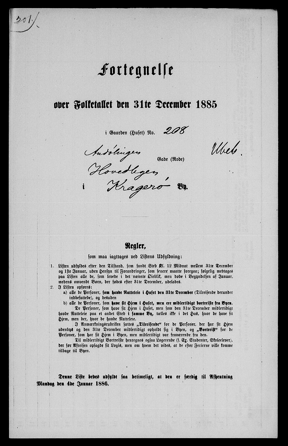 SAKO, 1885 census for 0801 Kragerø, 1885, p. 1430