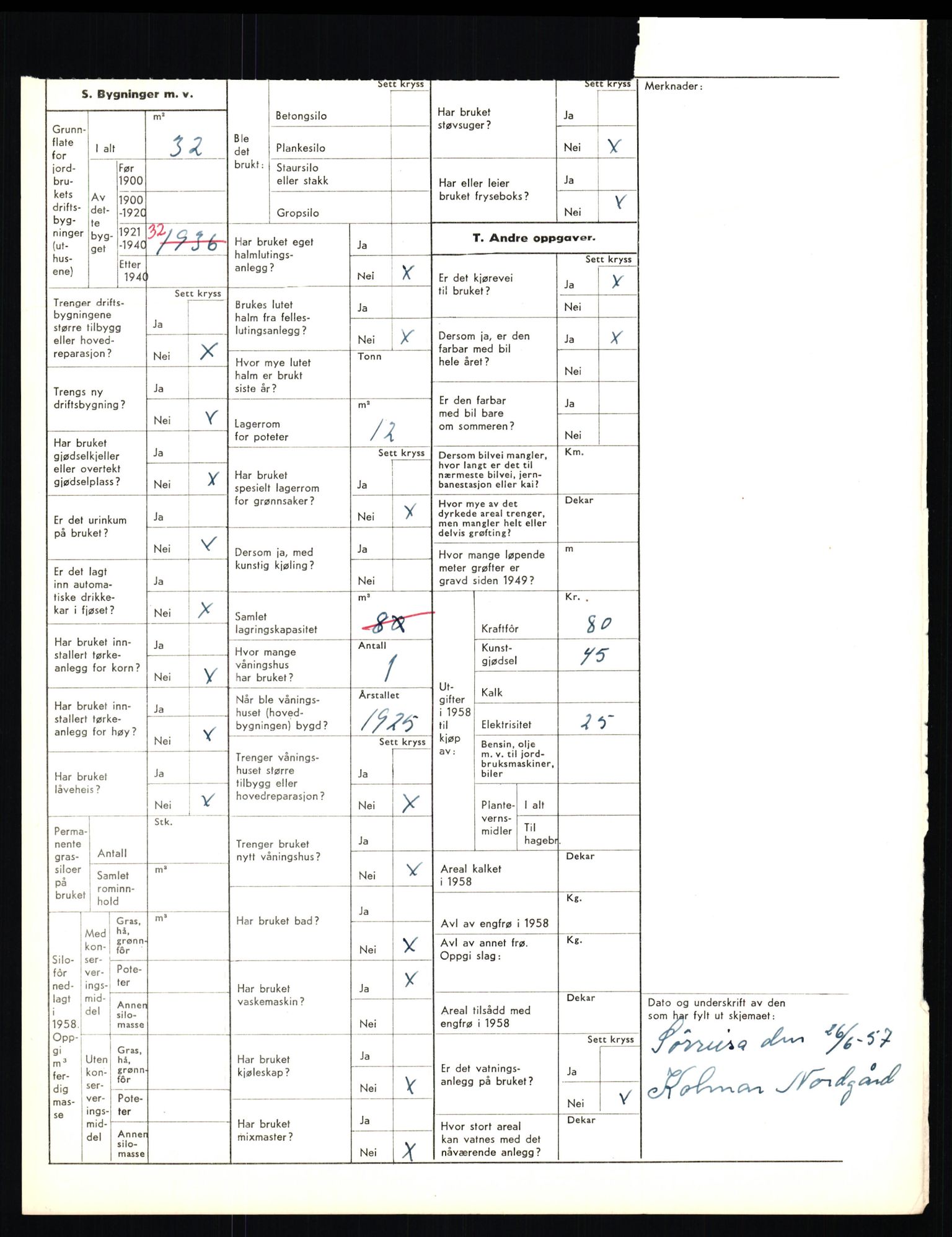 Statistisk sentralbyrå, Næringsøkonomiske emner, Jordbruk, skogbruk, jakt, fiske og fangst, AV/RA-S-2234/G/Gd/L0656: Troms: 1924 Målselv (kl. 0-3) og 1925 Sørreisa, 1959, p. 1382