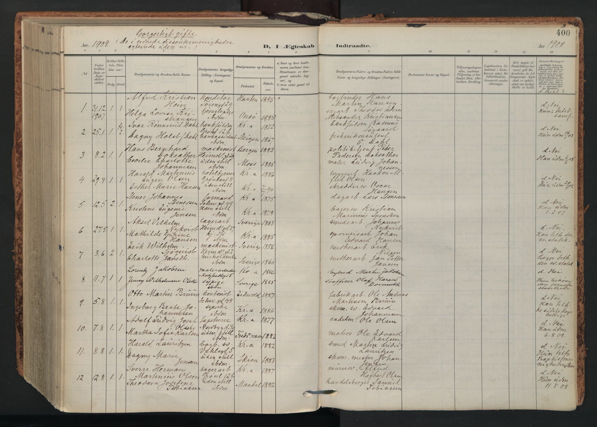 Grønland prestekontor Kirkebøker, SAO/A-10848/F/Fa/L0017: Parish register (official) no. 17, 1906-1934, p. 400
