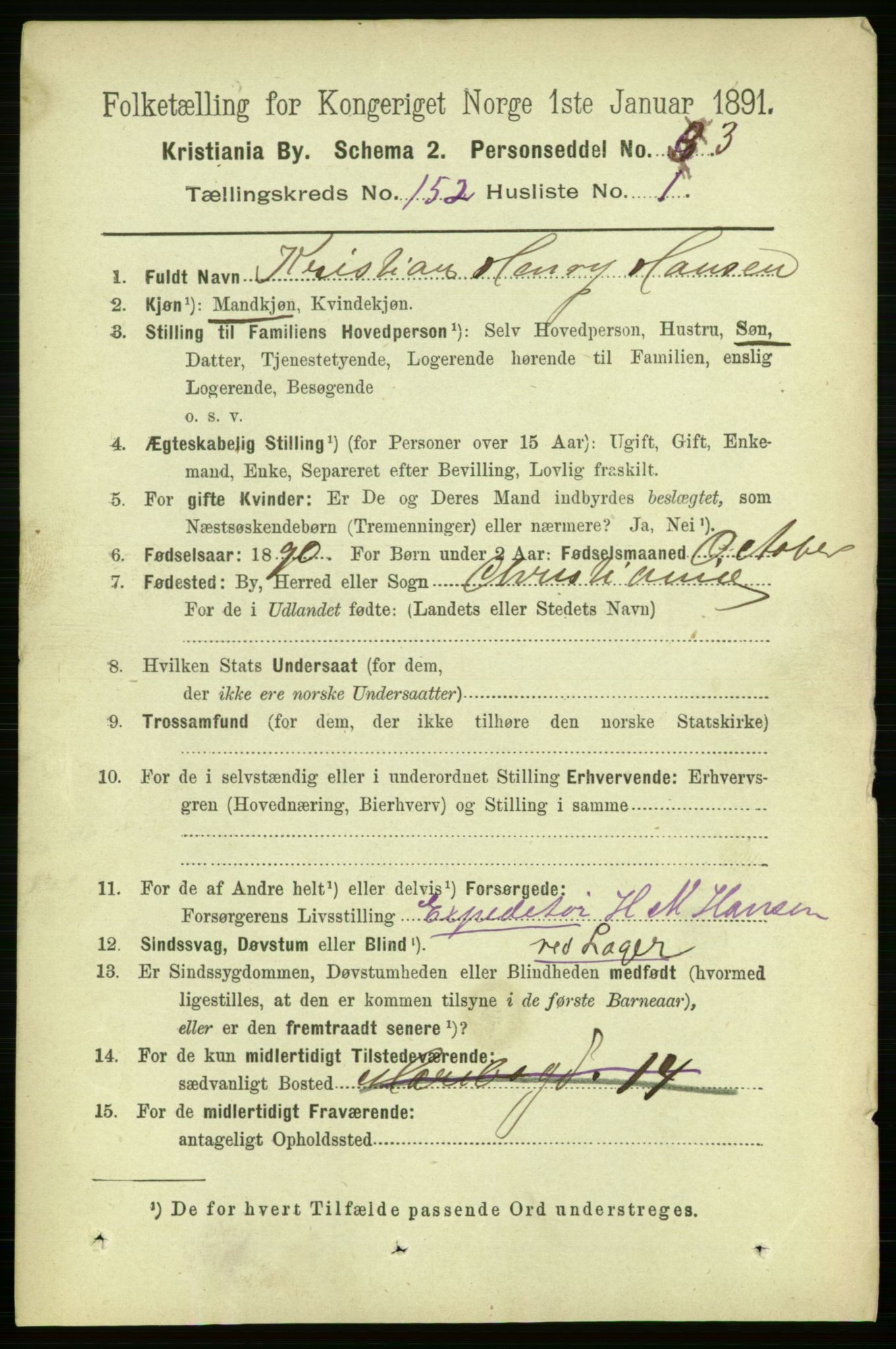 RA, 1891 census for 0301 Kristiania, 1891, p. 85183