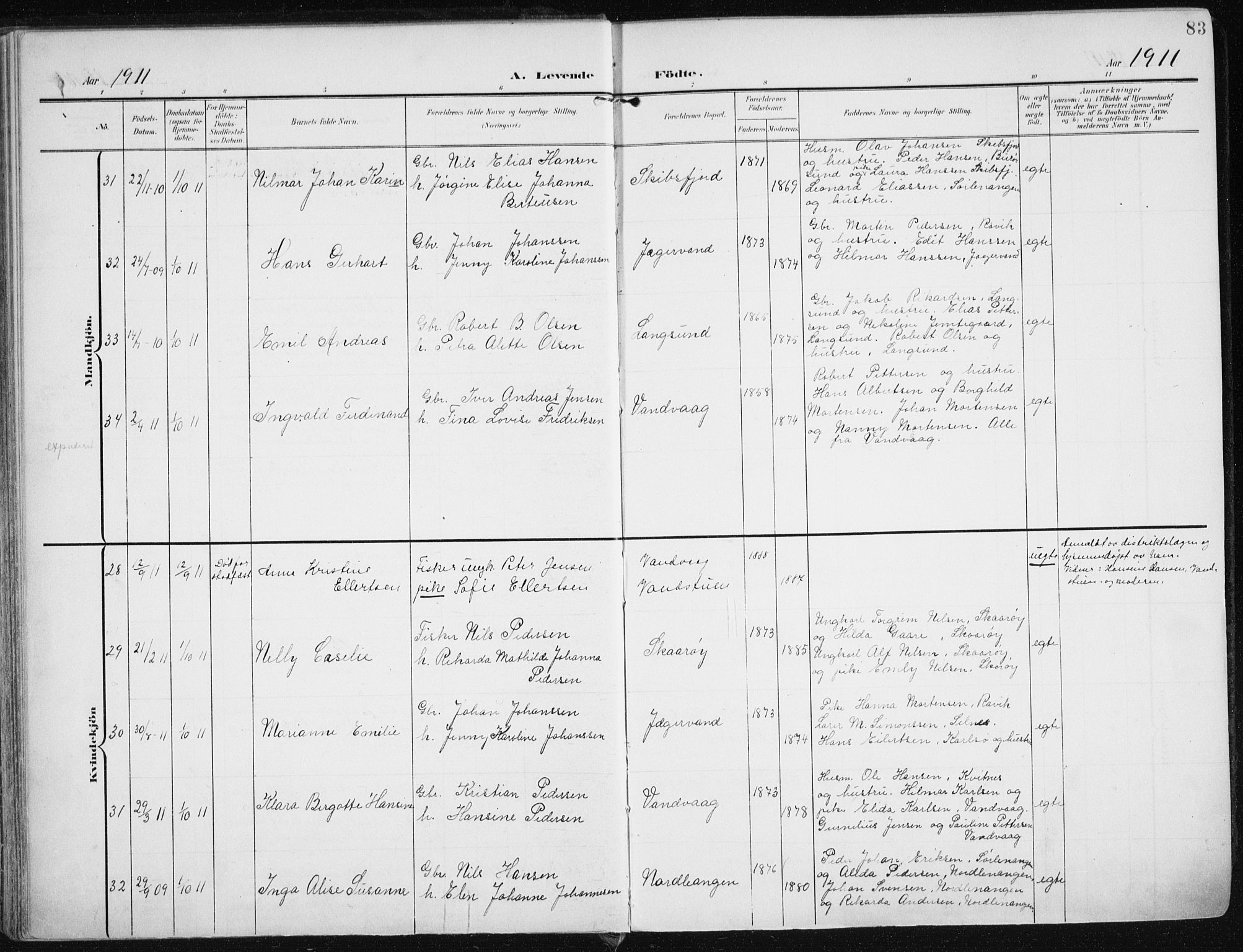 Karlsøy sokneprestembete, SATØ/S-1299/H/Ha/Haa/L0014kirke: Parish register (official) no. 14, 1903-1917, p. 83