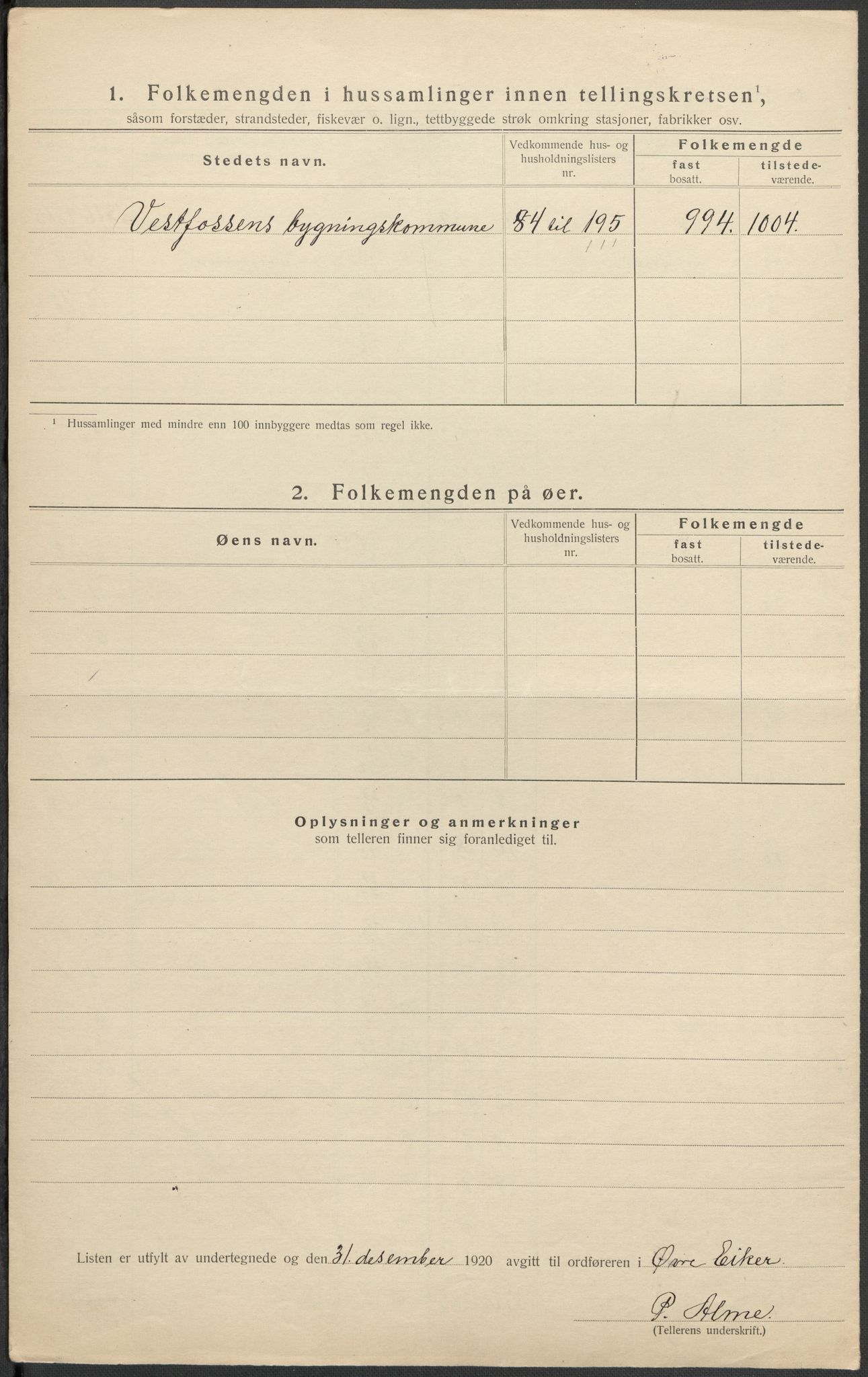 SAKO, 1920 census for Øvre Eiker, 1920, p. 13