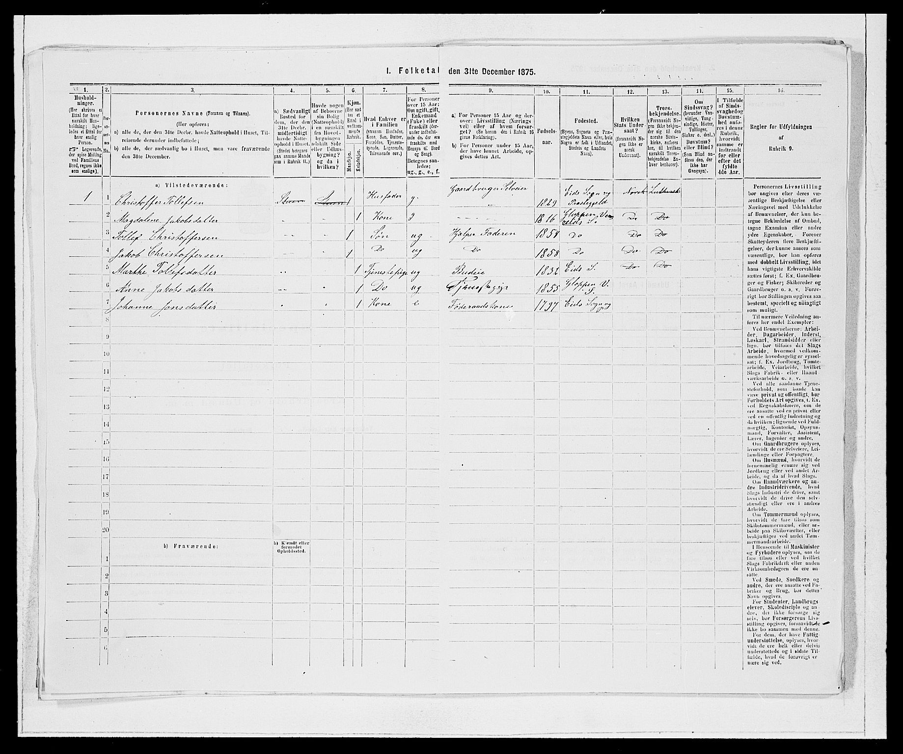 SAB, 1875 Census for 1445P Gloppen, 1875, p. 775