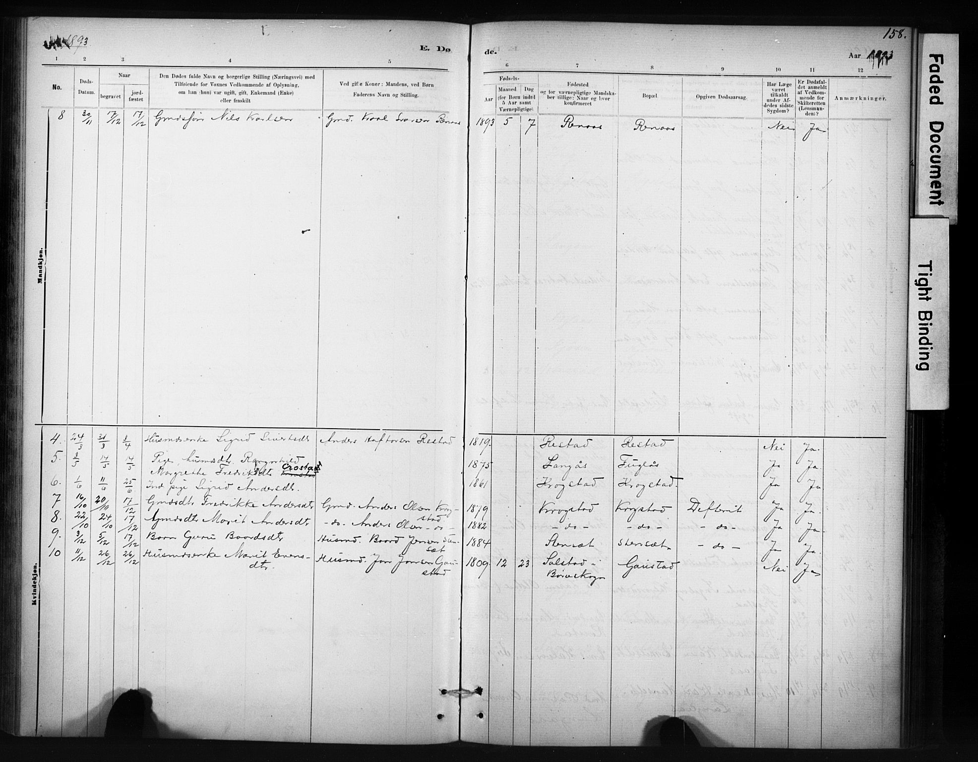 Ministerialprotokoller, klokkerbøker og fødselsregistre - Sør-Trøndelag, SAT/A-1456/694/L1127: Parish register (official) no. 694A01, 1887-1905, p. 158