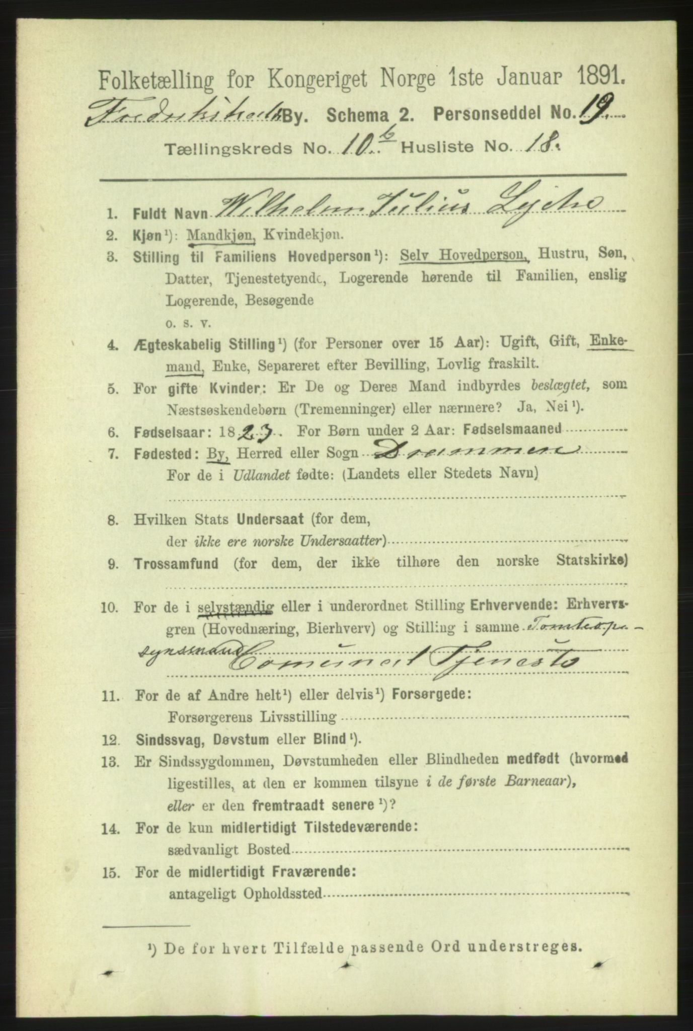 RA, 1891 census for 0101 Fredrikshald, 1891, p. 7593