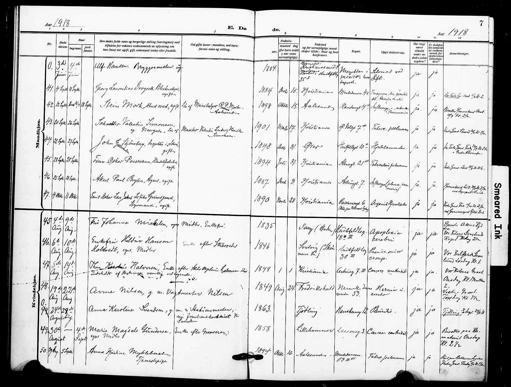 Johannes prestekontor Kirkebøker, SAO/A-10852/F/Fa/L0012: Parish register (official) no. 12, 1918-1930, p. 7